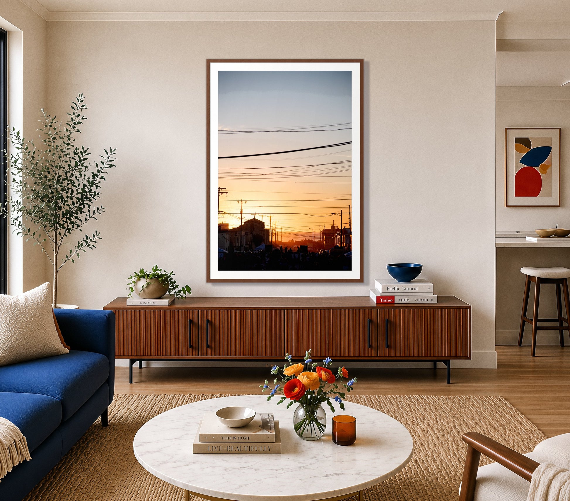 Framed photograph of Outer Sunset San Francisco by Dylan Ozanich displayed on a wall