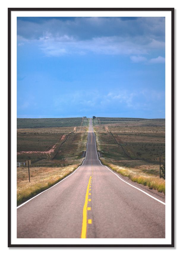 Over The Hill by Dylan Ozanich, 48×72 print with a White Border in a Black Walnut frame
