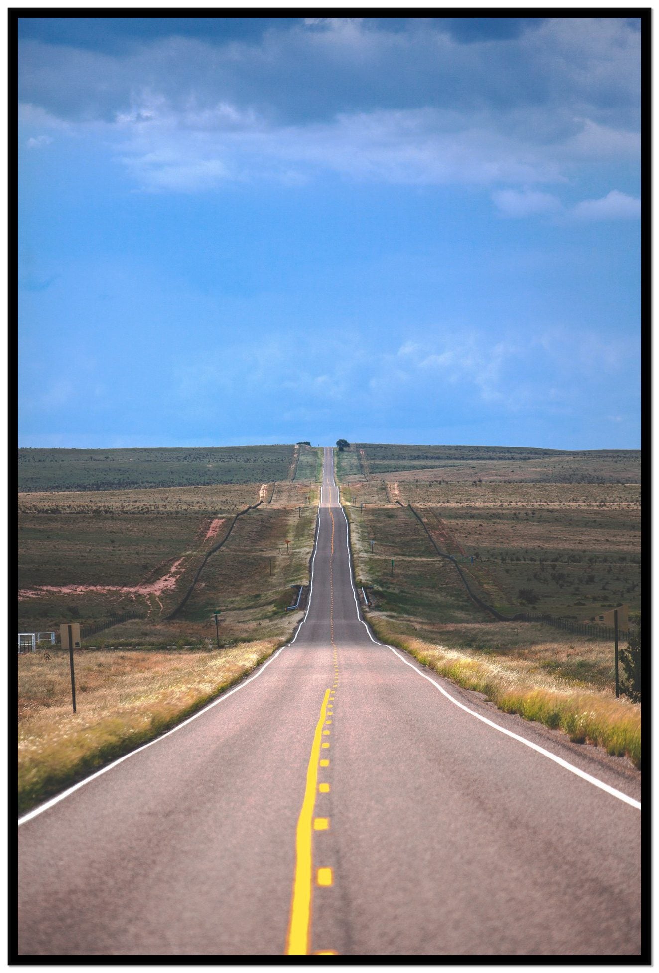 Over The Hill by Dylan Ozanich, 48×72 Full Bleed Print in a Black frame