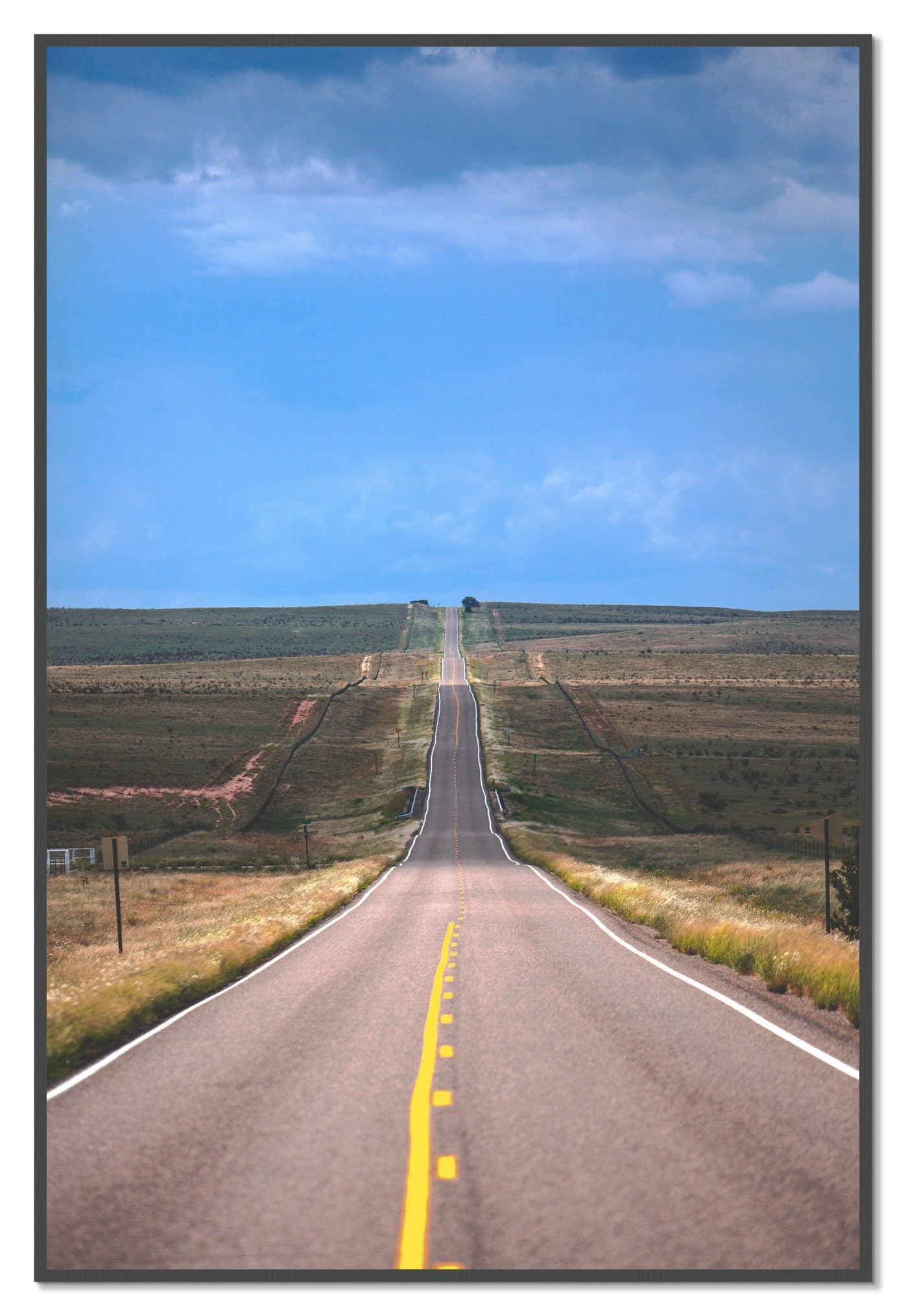 Over The Hill by Dylan Ozanich, 48×72 Full Bleed Print in a Grey frame
