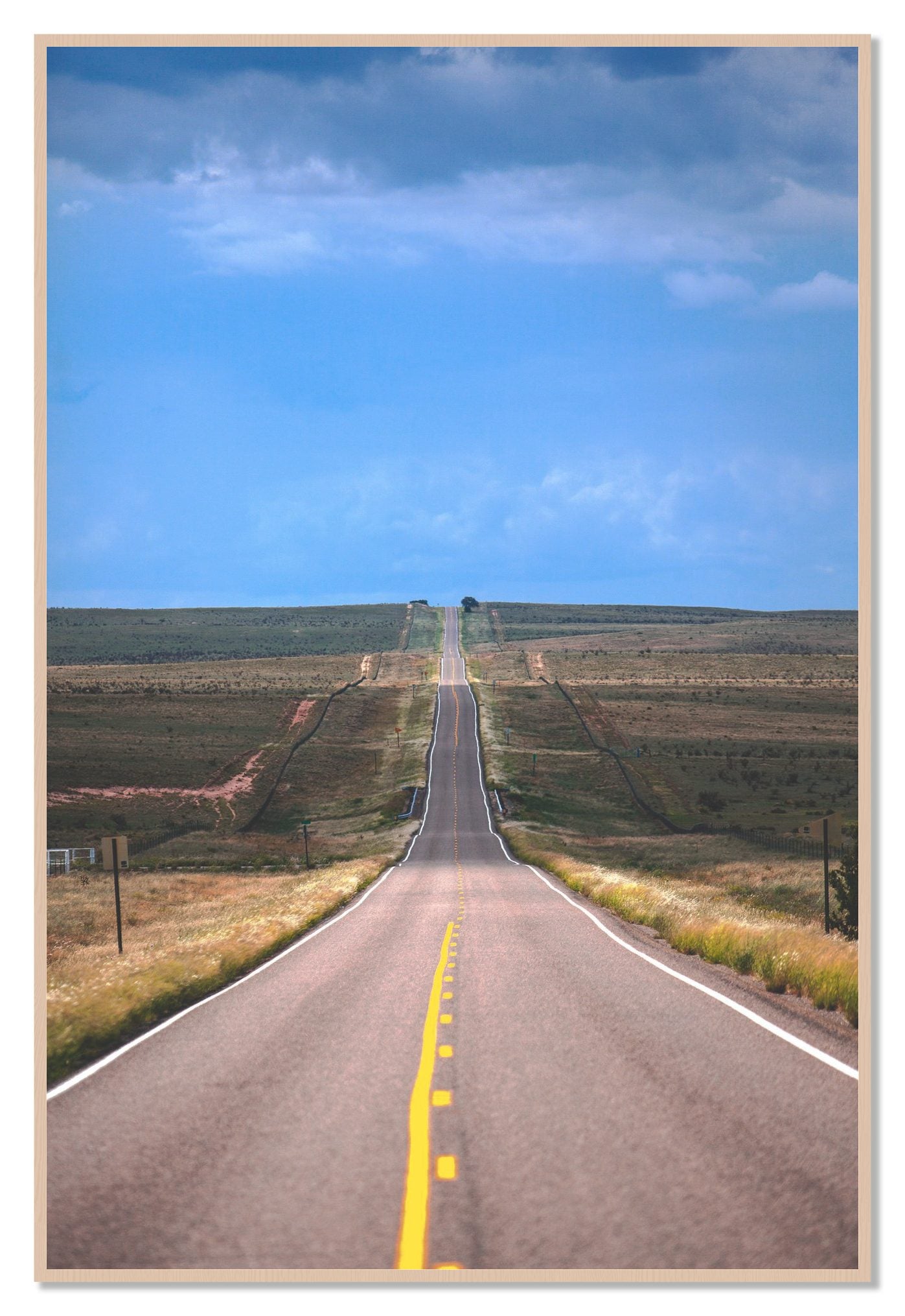 Over The Hill by Dylan Ozanich, 48×72 Full Bleed Print in a Maple frame