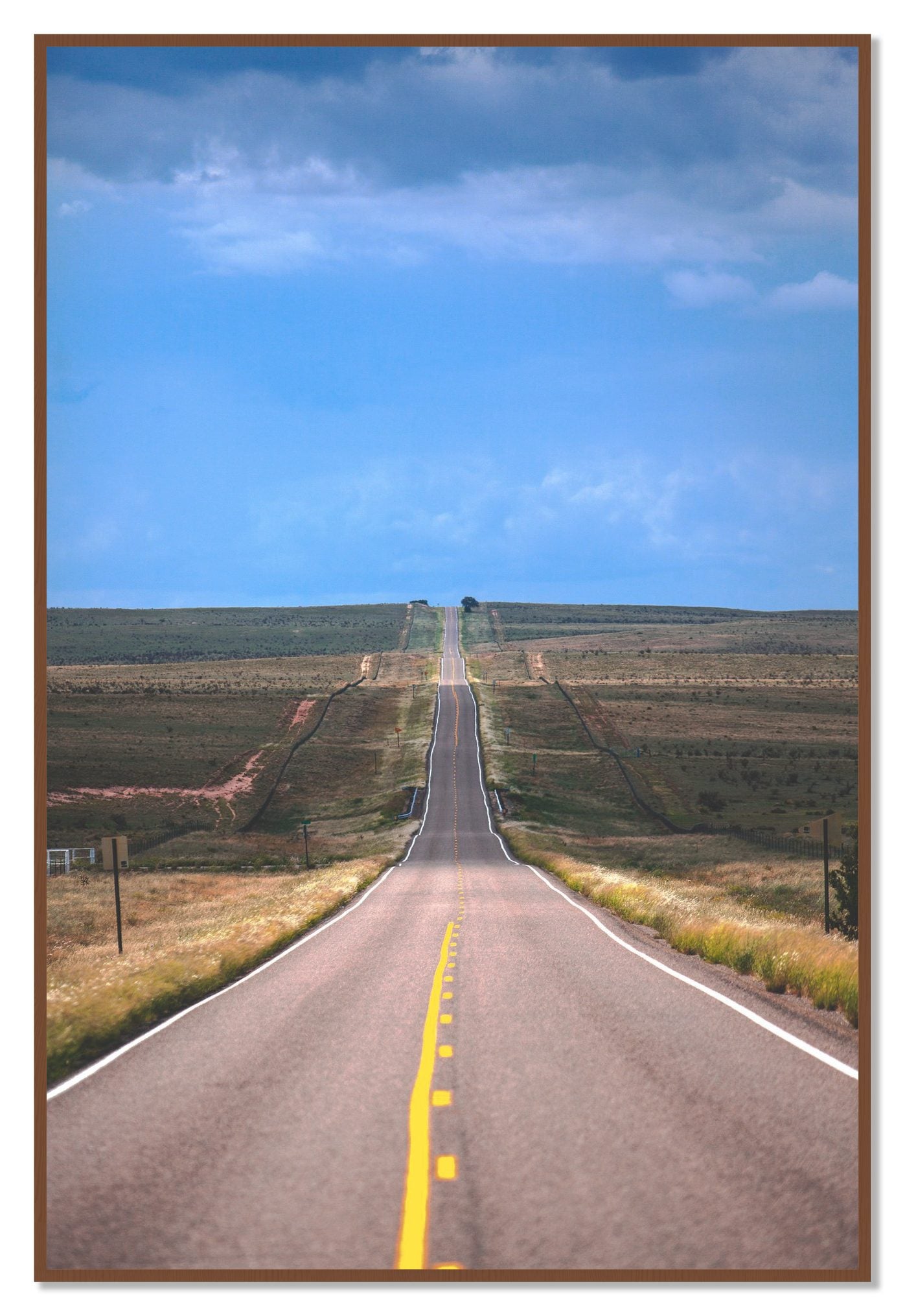 Over The Hill by Dylan Ozanich, 48×72 Full Bleed Print in a Walnut frame