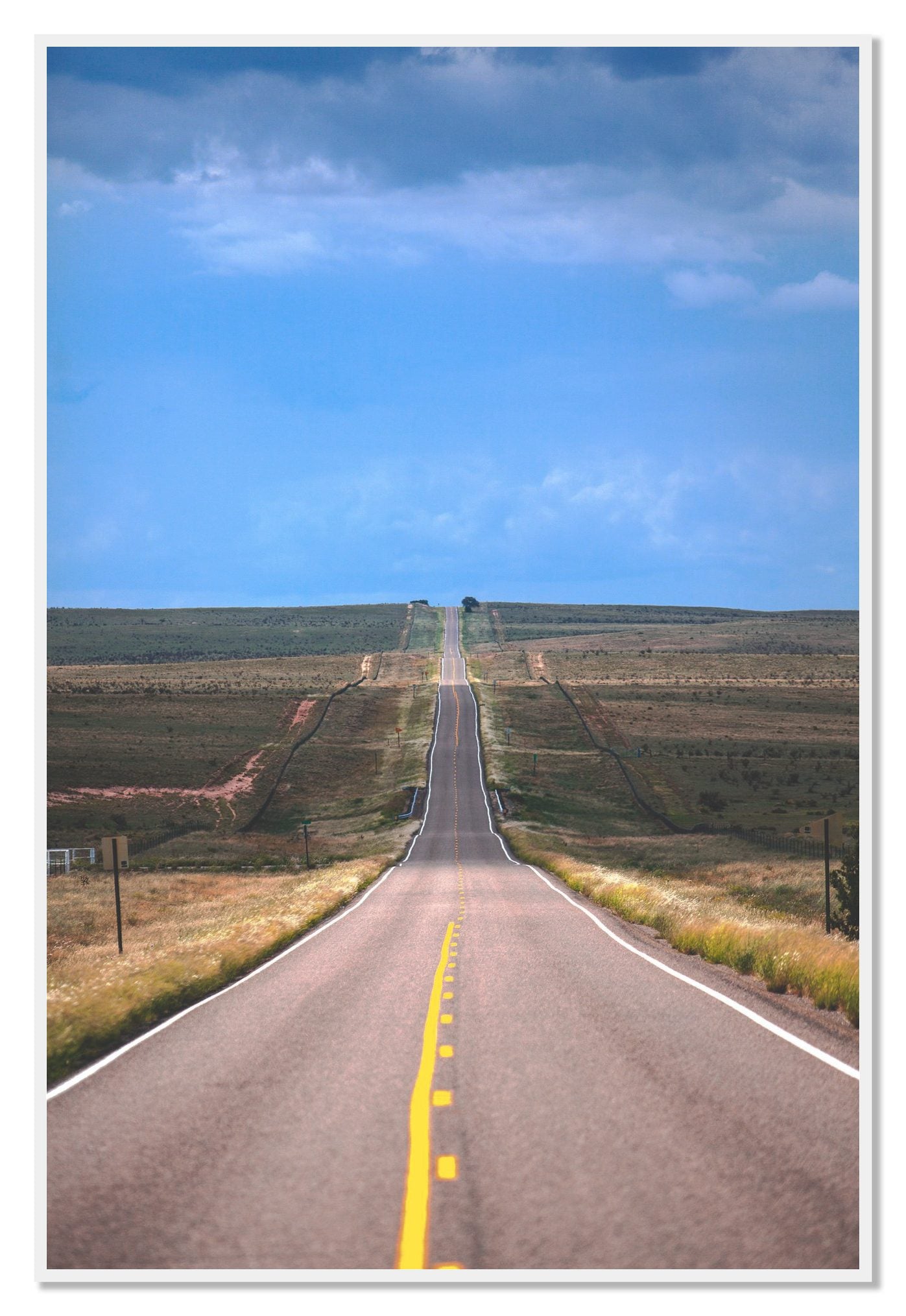 Over The Hill by Dylan Ozanich, 48×72 Full Bleed Print in a White frame