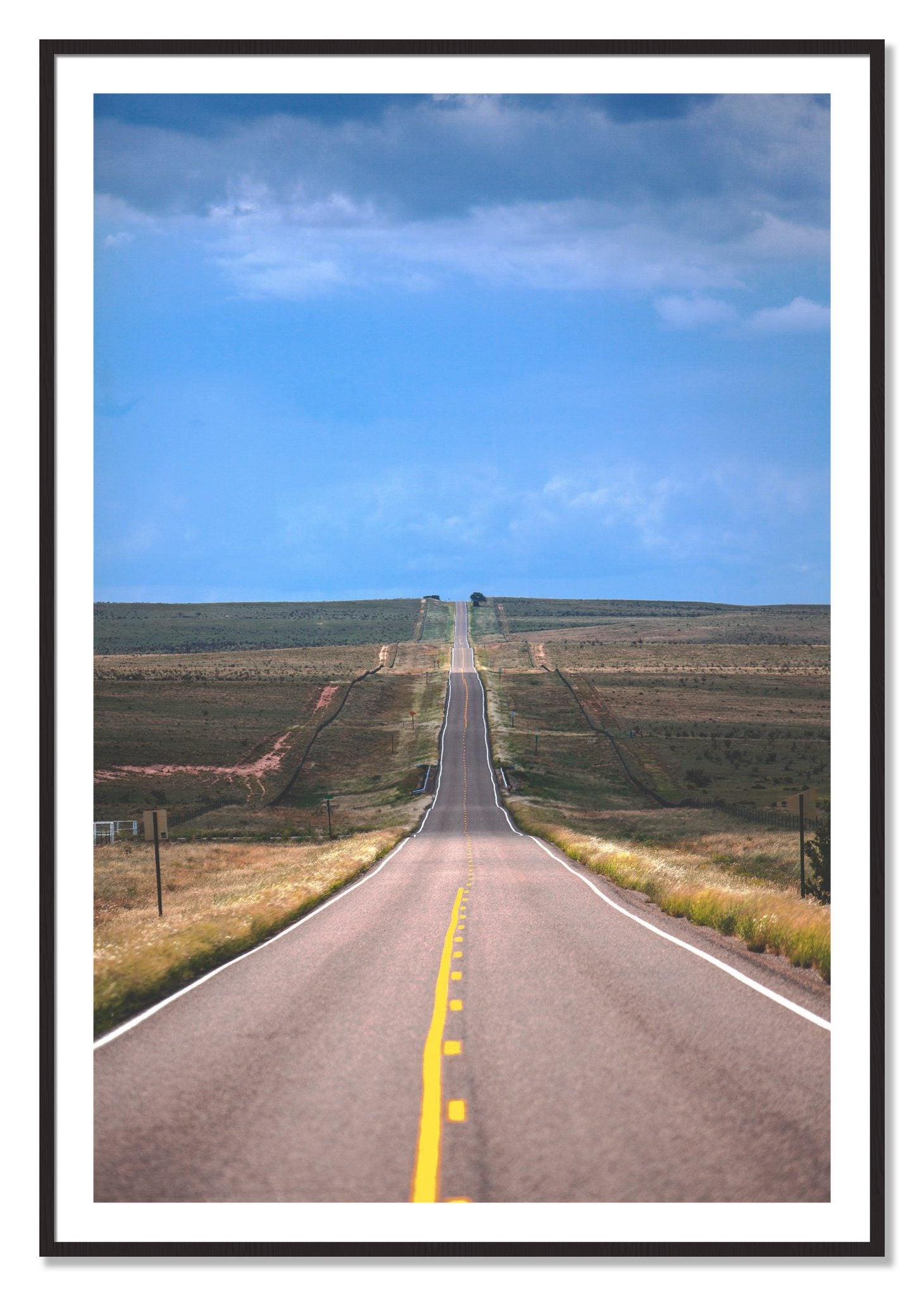 Framed photograph of Over The Hill by Dylan Ozanich, Black Walnut frame, Borders