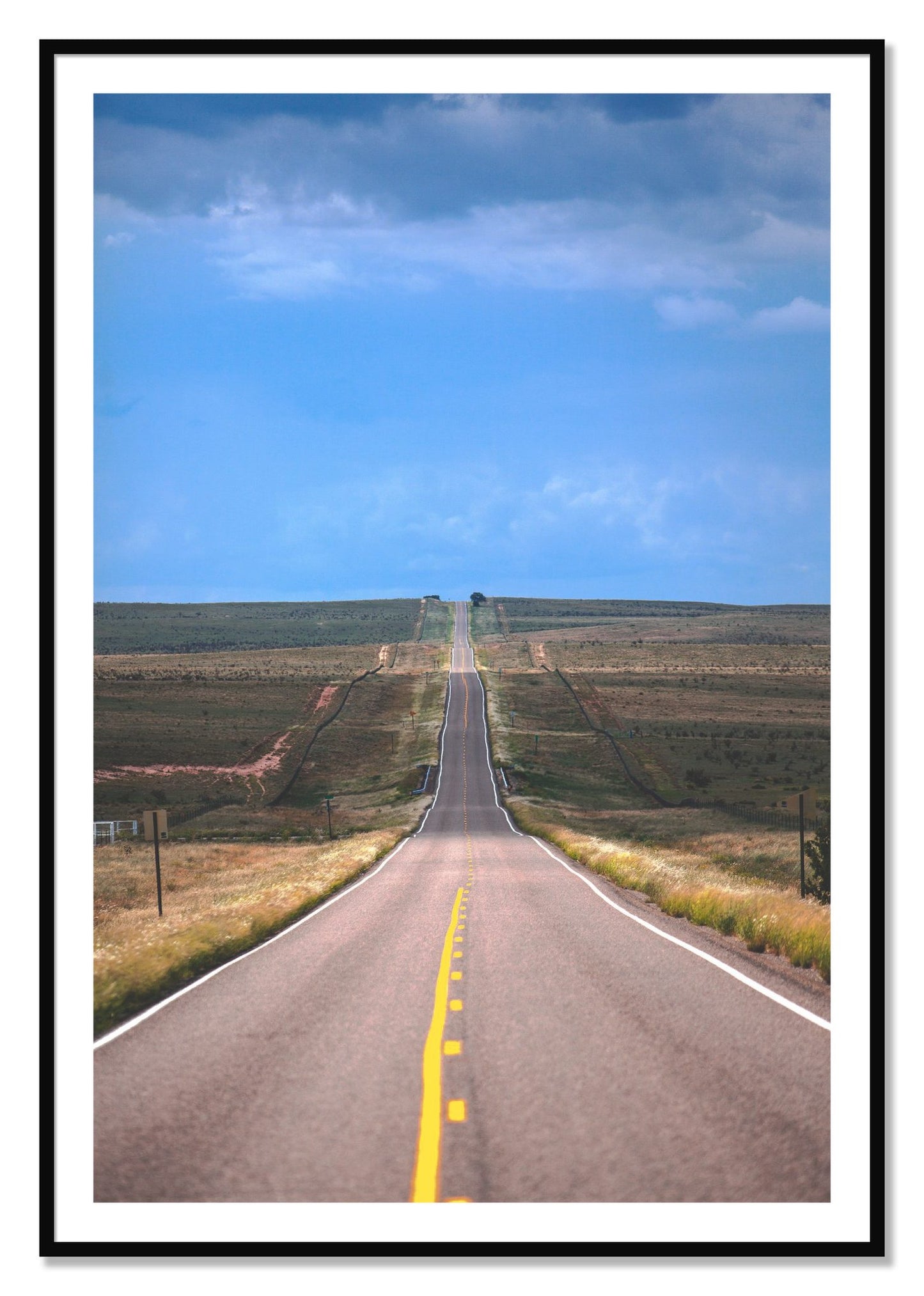Framed photograph of Over The Hill by Dylan Ozanich, Black frame, Borders