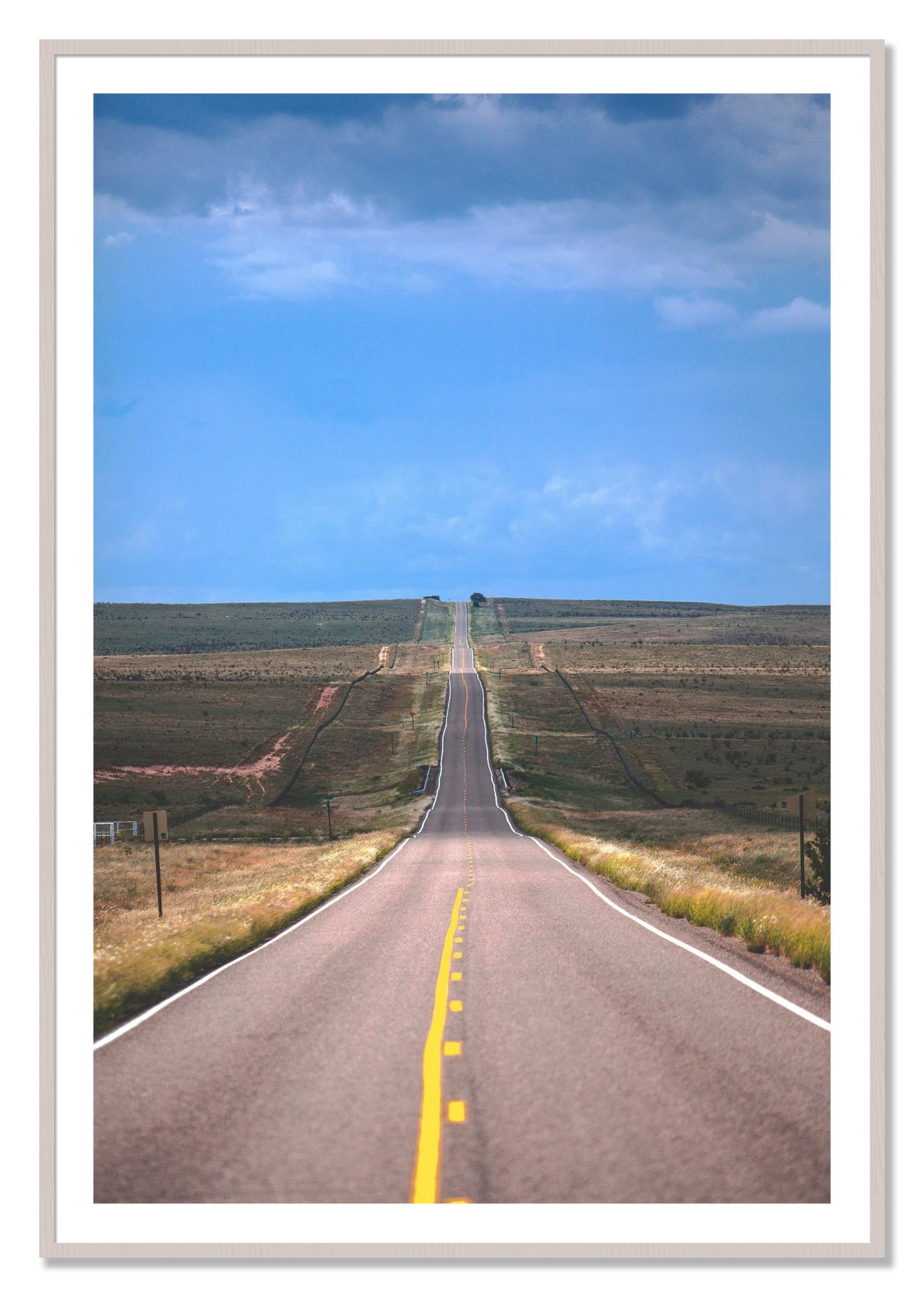 Framed photograph of Over The Hill by Dylan Ozanich, White Maple frame, Borders