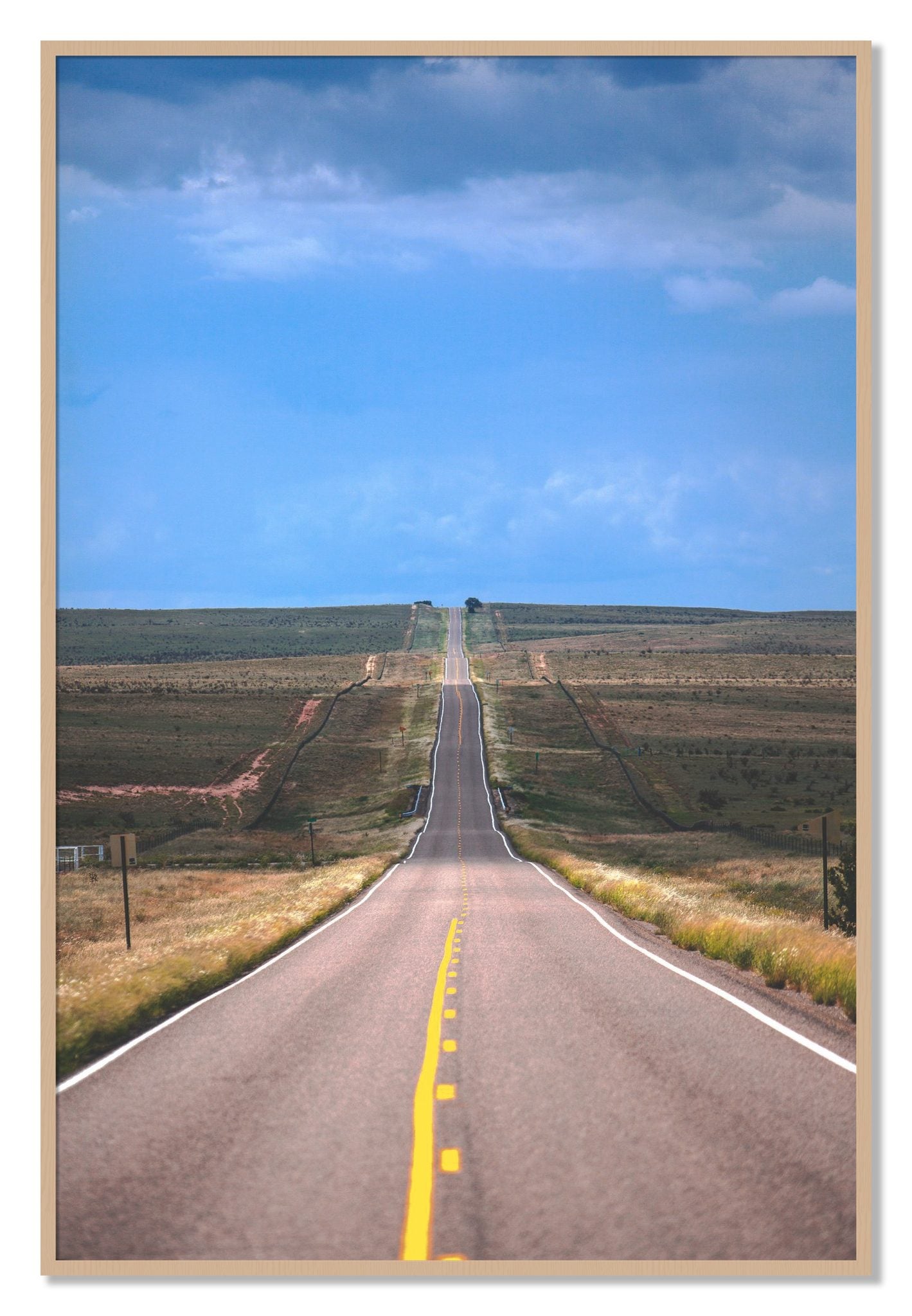 Framed photograph of Over The Hill by Dylan Ozanich, Oak frame, Full Bleed