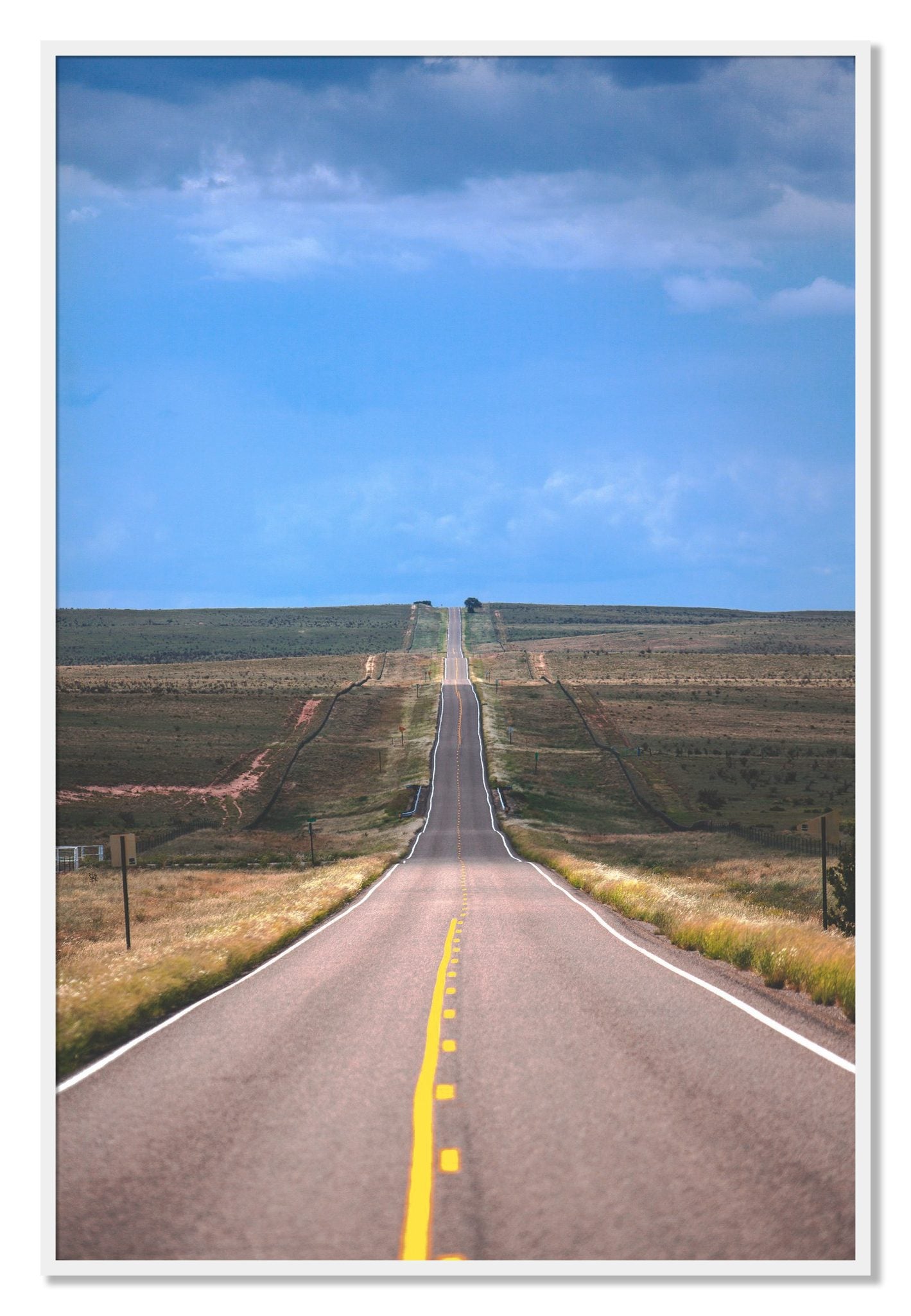 Framed photograph of Over The Hill by Dylan Ozanich, White frame, Full Bleed
