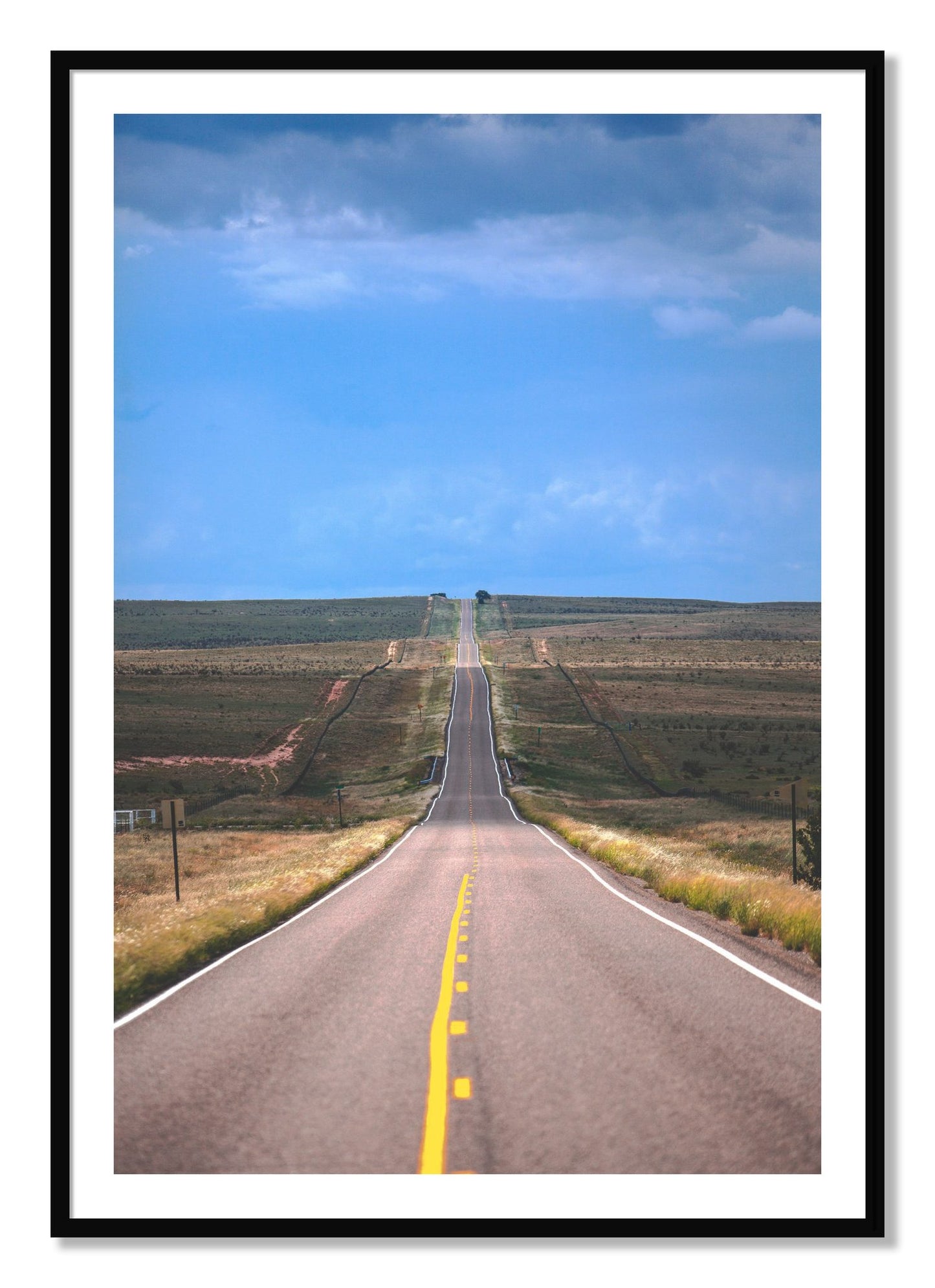 Framed photograph of Over The Hill by Dylan Ozanich, Black frame, Borders