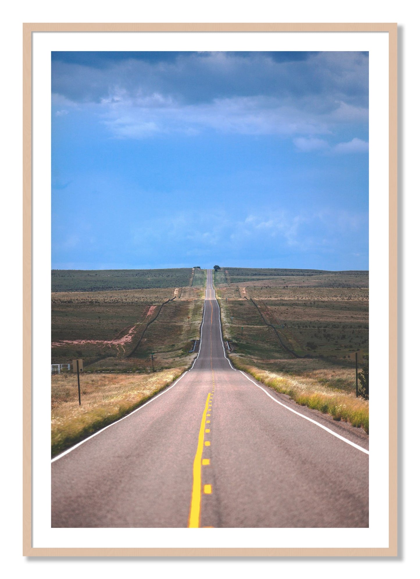 Framed photograph of Over The Hill by Dylan Ozanich, Maple frame, Borders
