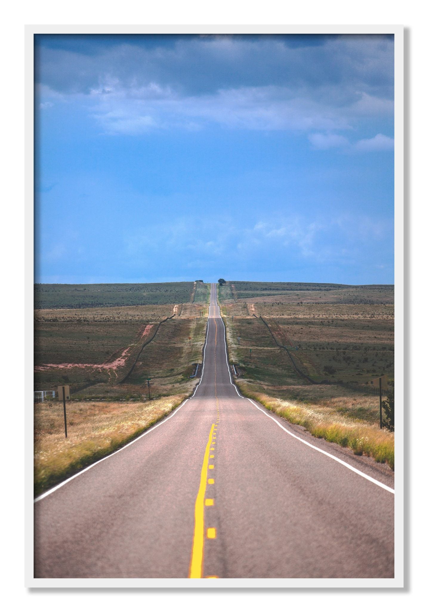Framed photograph of Over The Hill by Dylan Ozanich, White frame, Full Bleed