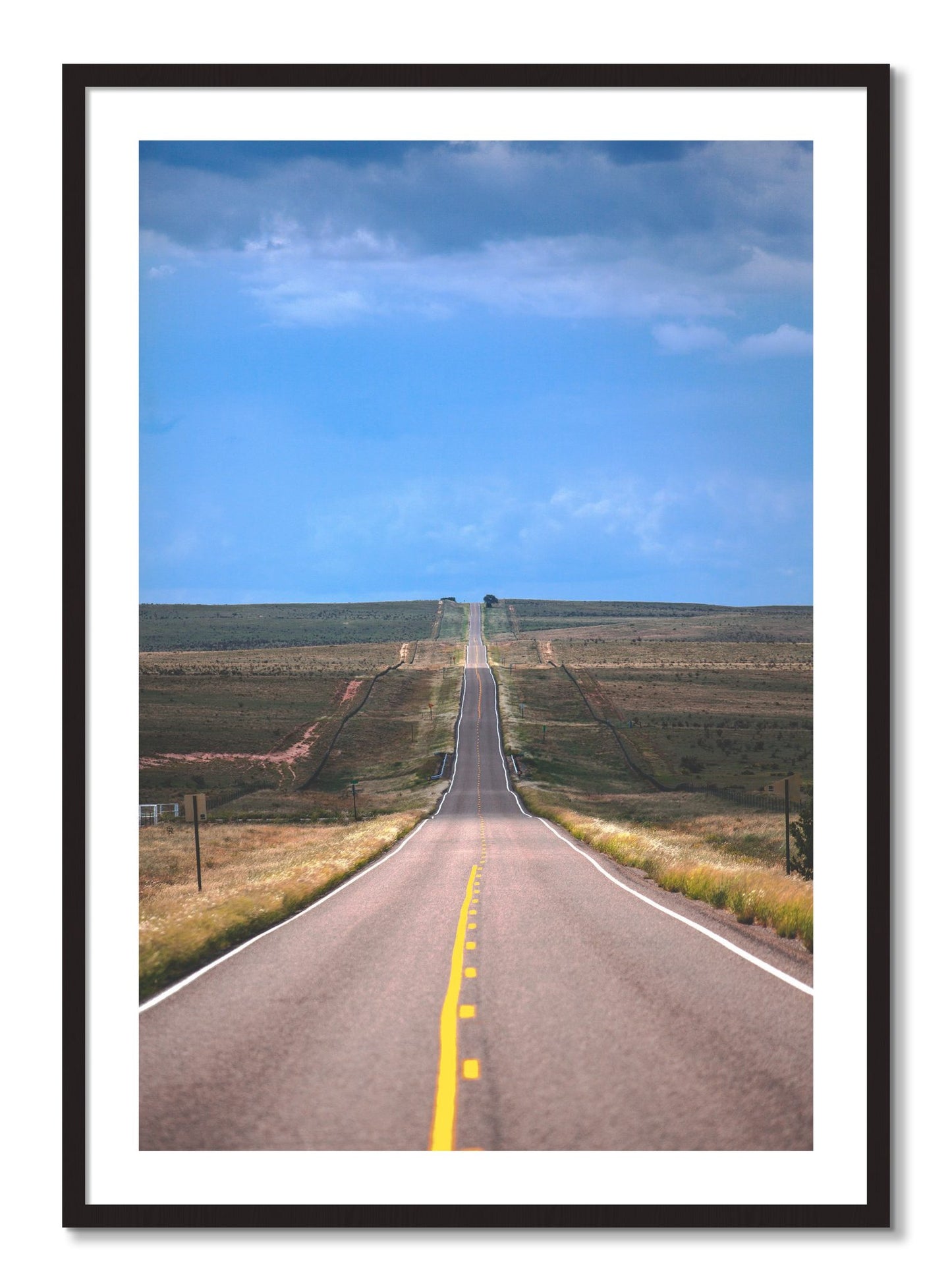 Framed photograph of Over The Hill by Dylan Ozanich, Black Walnut frame, Borders