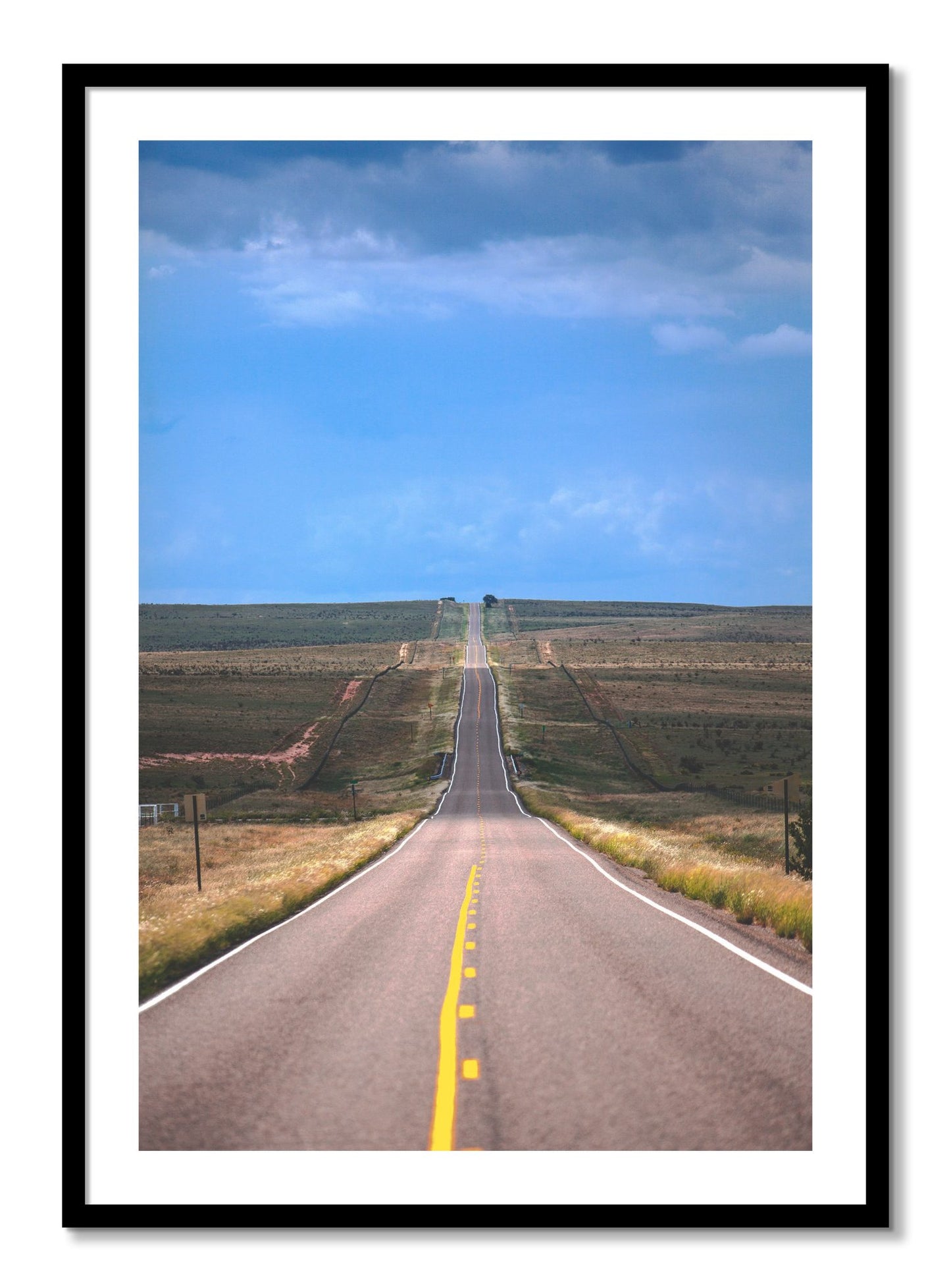 Framed photograph of Over The Hill by Dylan Ozanich, Black frame, Borders
