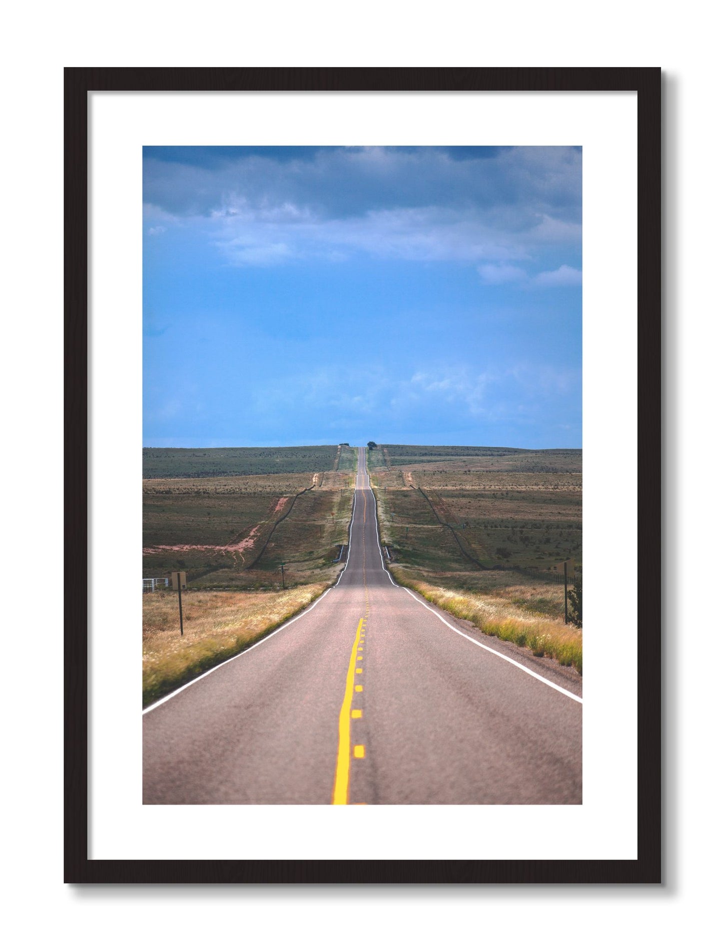 Framed photograph of Over The Hill by Dylan Ozanich, Black frame, Borders