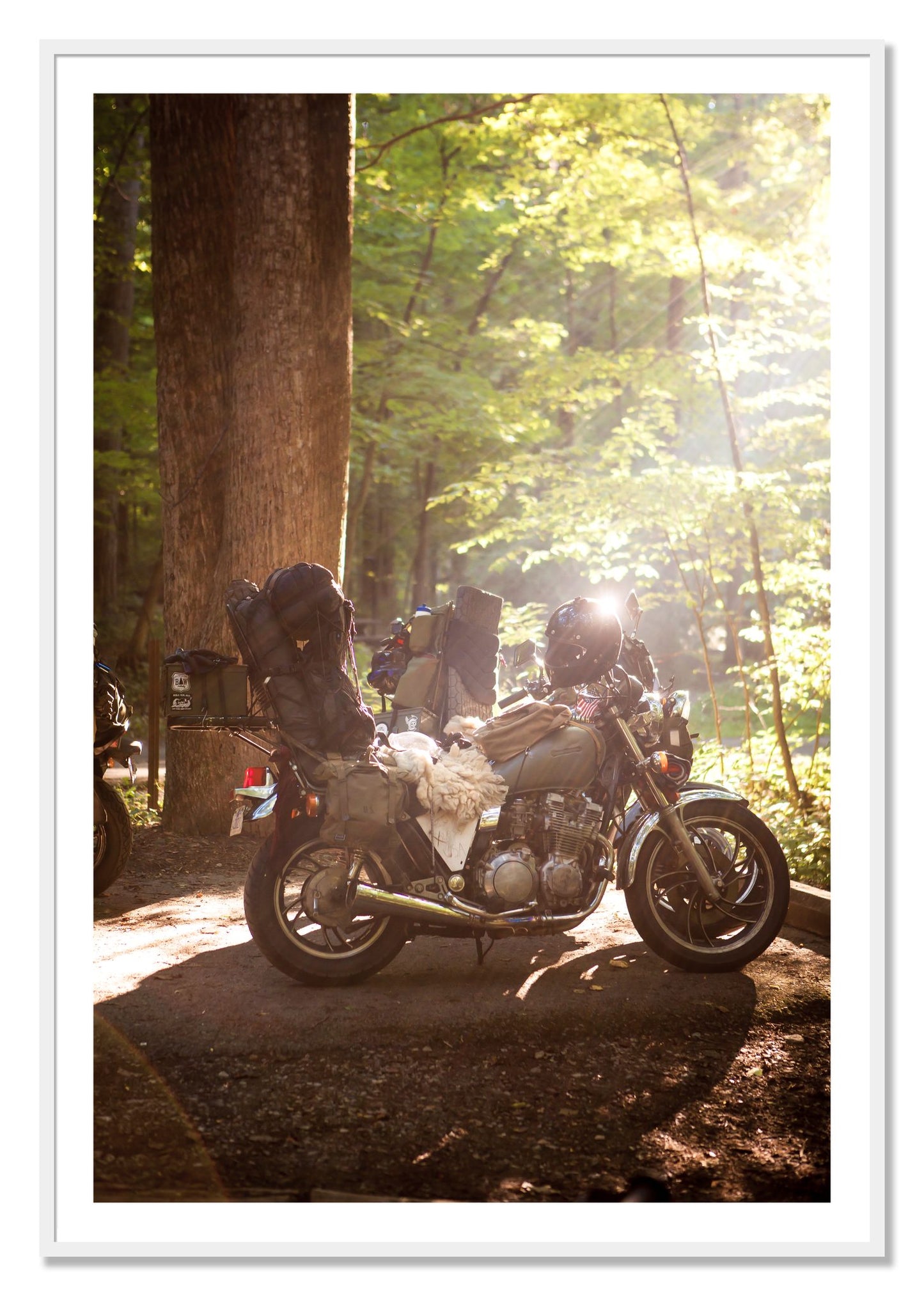 Framed photograph of Pack Up And Go by Dylan Ozanich, White frame, Borders