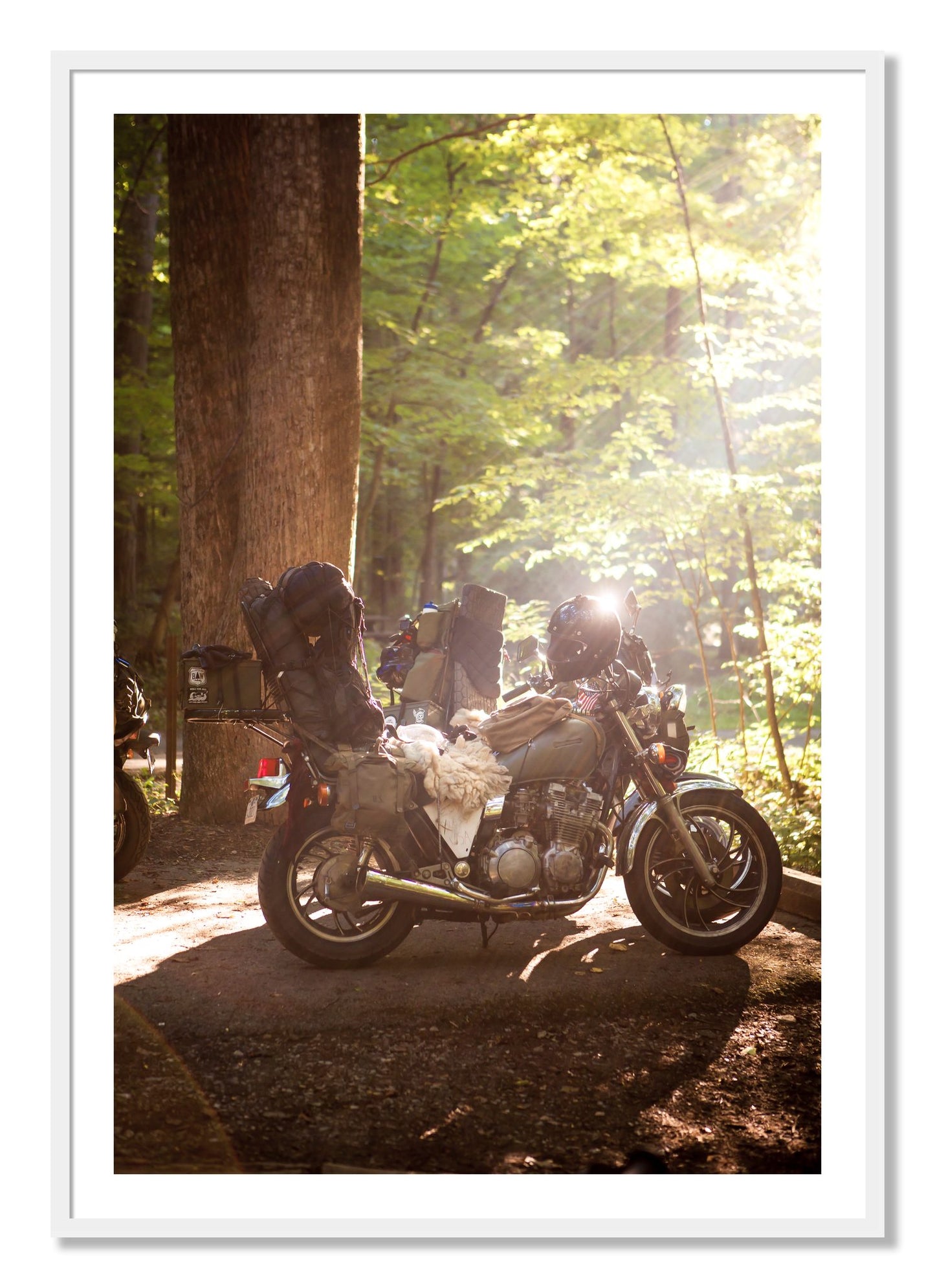 Framed photograph of Pack Up And Go by Dylan Ozanich, White frame, Borders