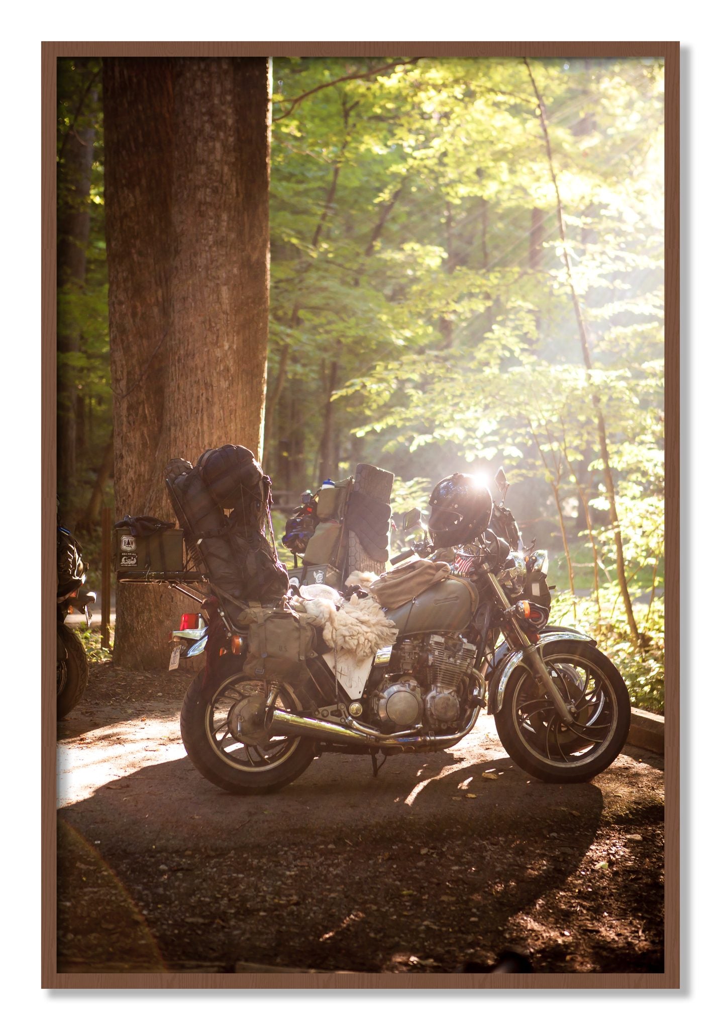 Framed photograph of Pack Up And Go by Dylan Ozanich, Walnut frame, Full Bleed