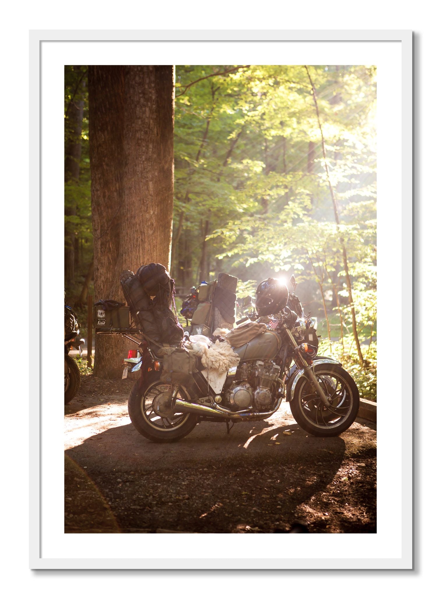 Framed photograph of Pack Up And Go by Dylan Ozanich, White frame, Borders