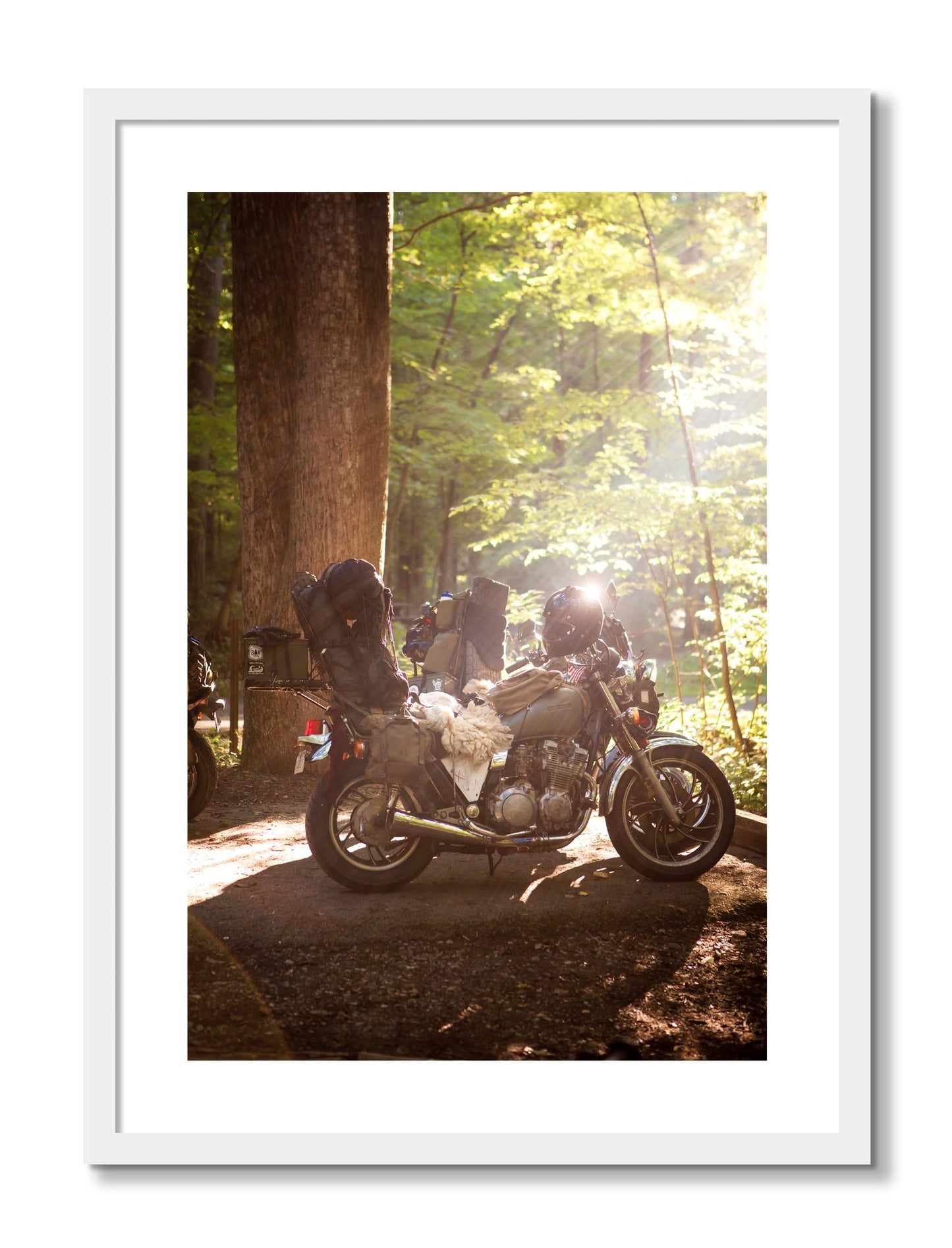 Framed photograph of Pack Up And Go by Dylan Ozanich, White frame, Borders