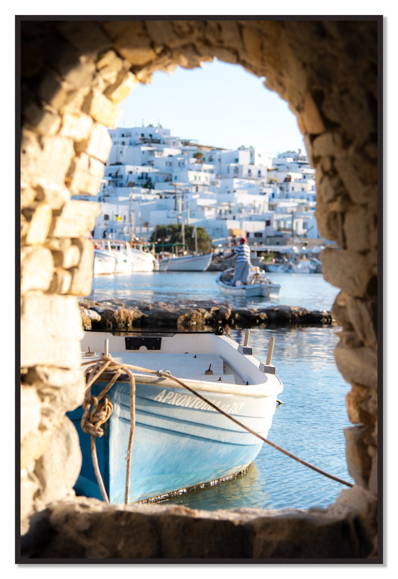 Paros Greece by Dylan Ozanich, 48×72 Full Bleed Print in a Black Walnut frame