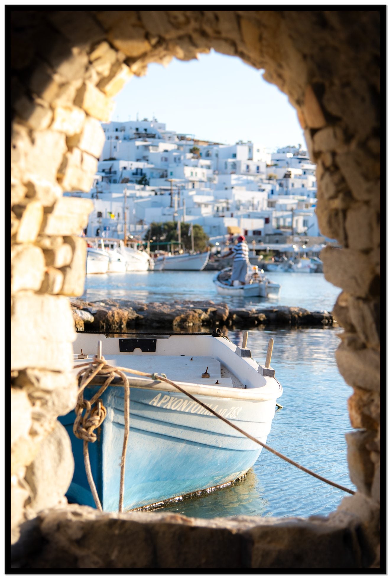 Paros Greece by Dylan Ozanich, 48×72 Full Bleed Print in a Black frame