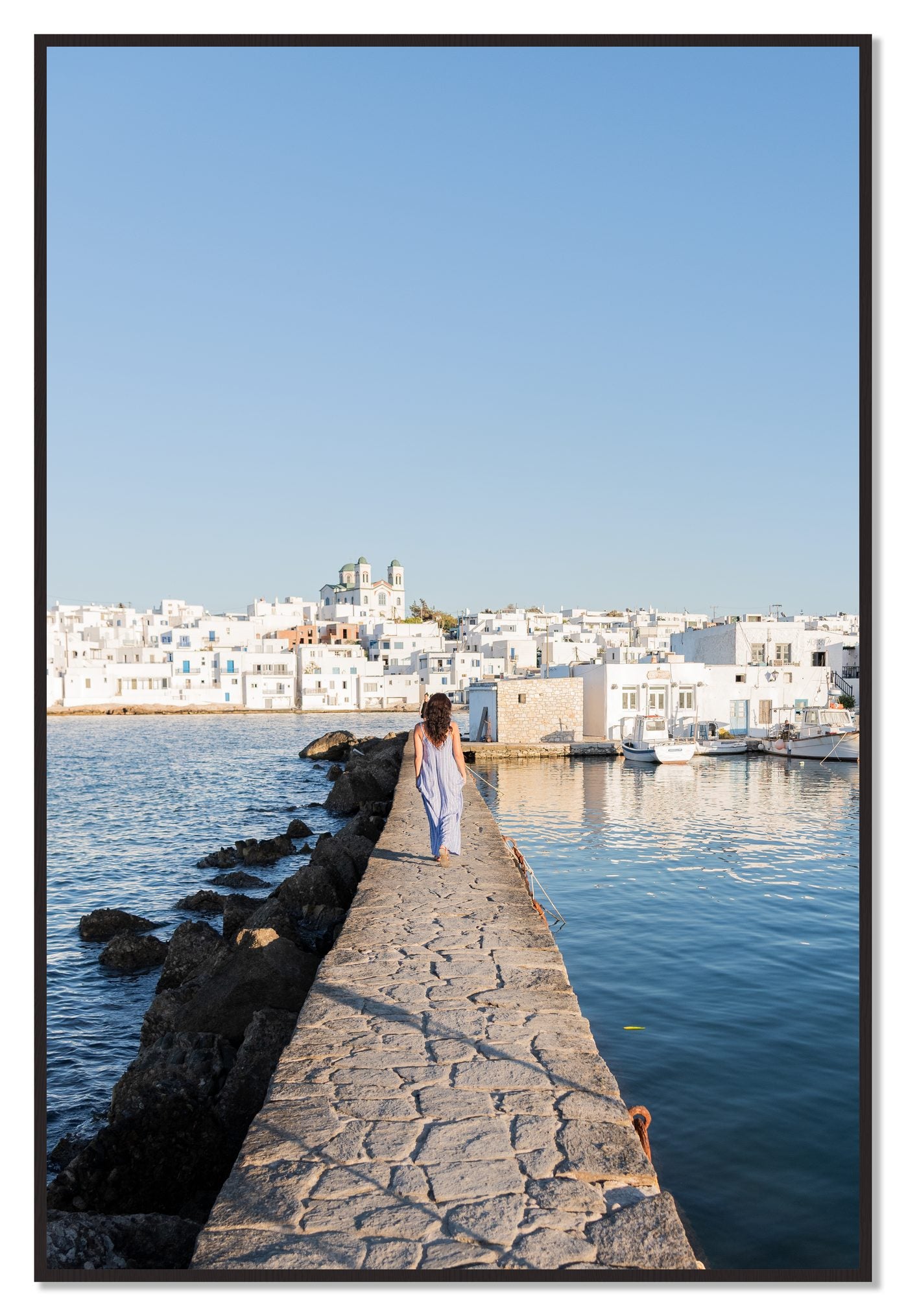 Path To Paros by Dylan Ozanich, 48×72 Full Bleed Print in a Black Walnut frame