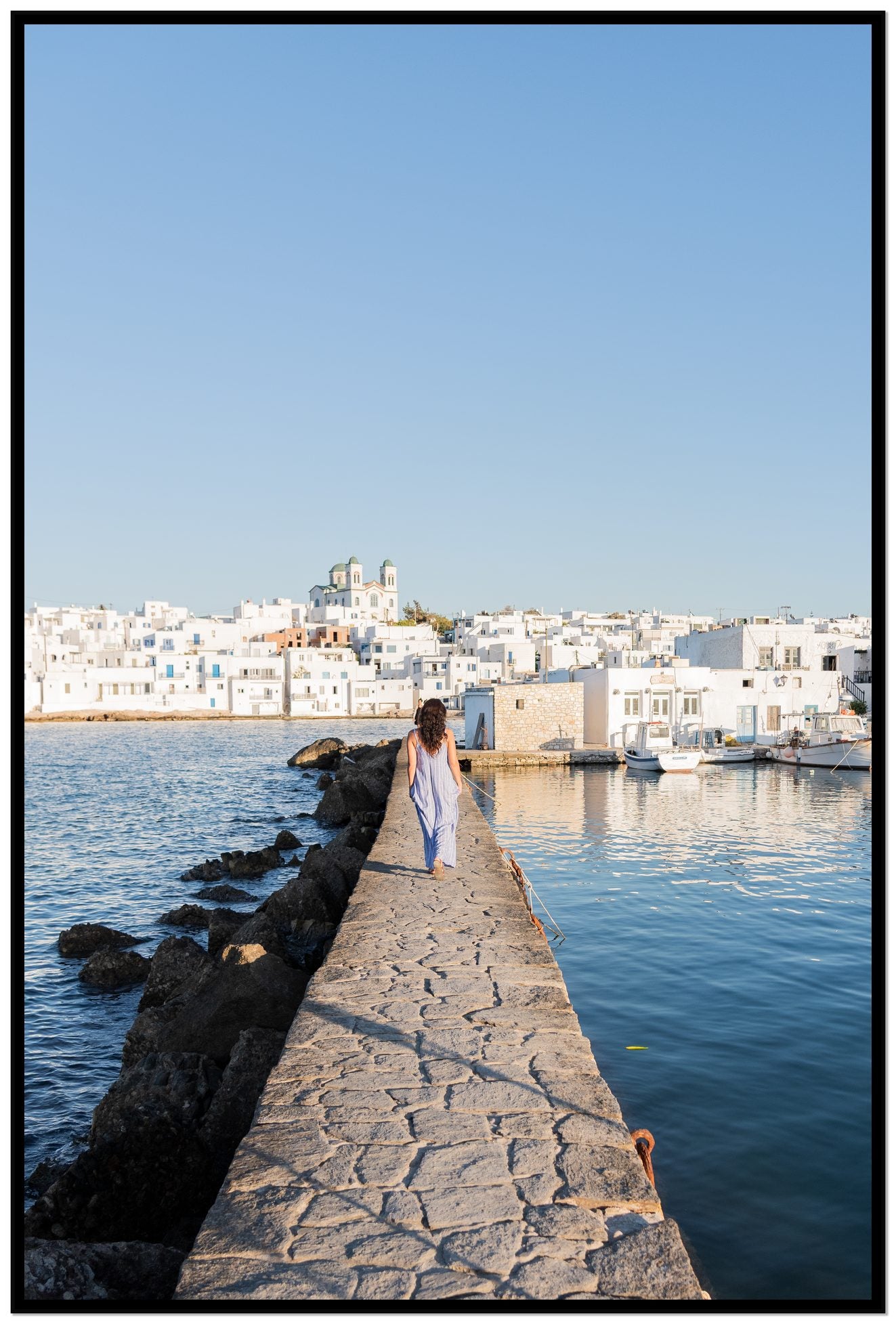 Path To Paros by Dylan Ozanich, 48×72 Full Bleed Print in a Black frame