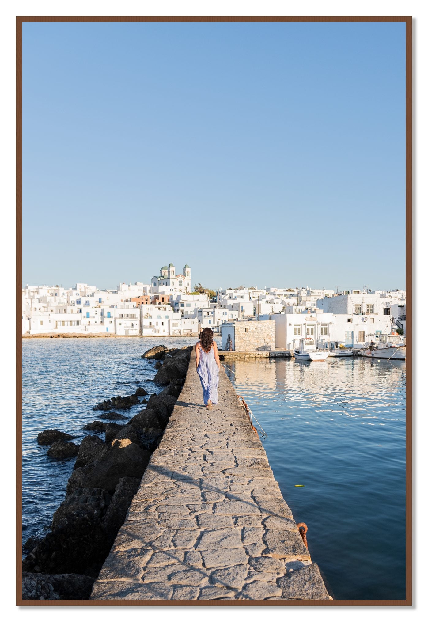 Path To Paros by Dylan Ozanich, 48×72 Full Bleed Print in a Walnut frame