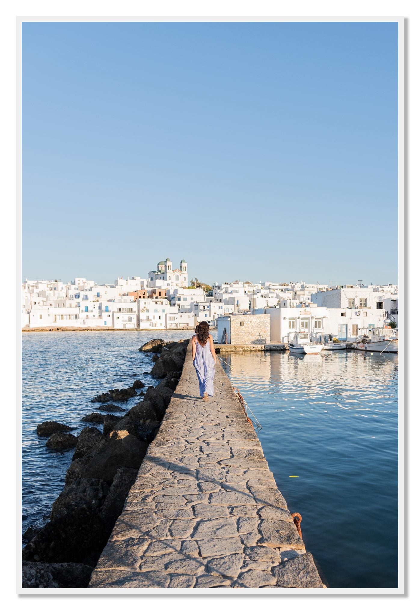 Path To Paros by Dylan Ozanich, 48×72 Full Bleed Print in a White frame