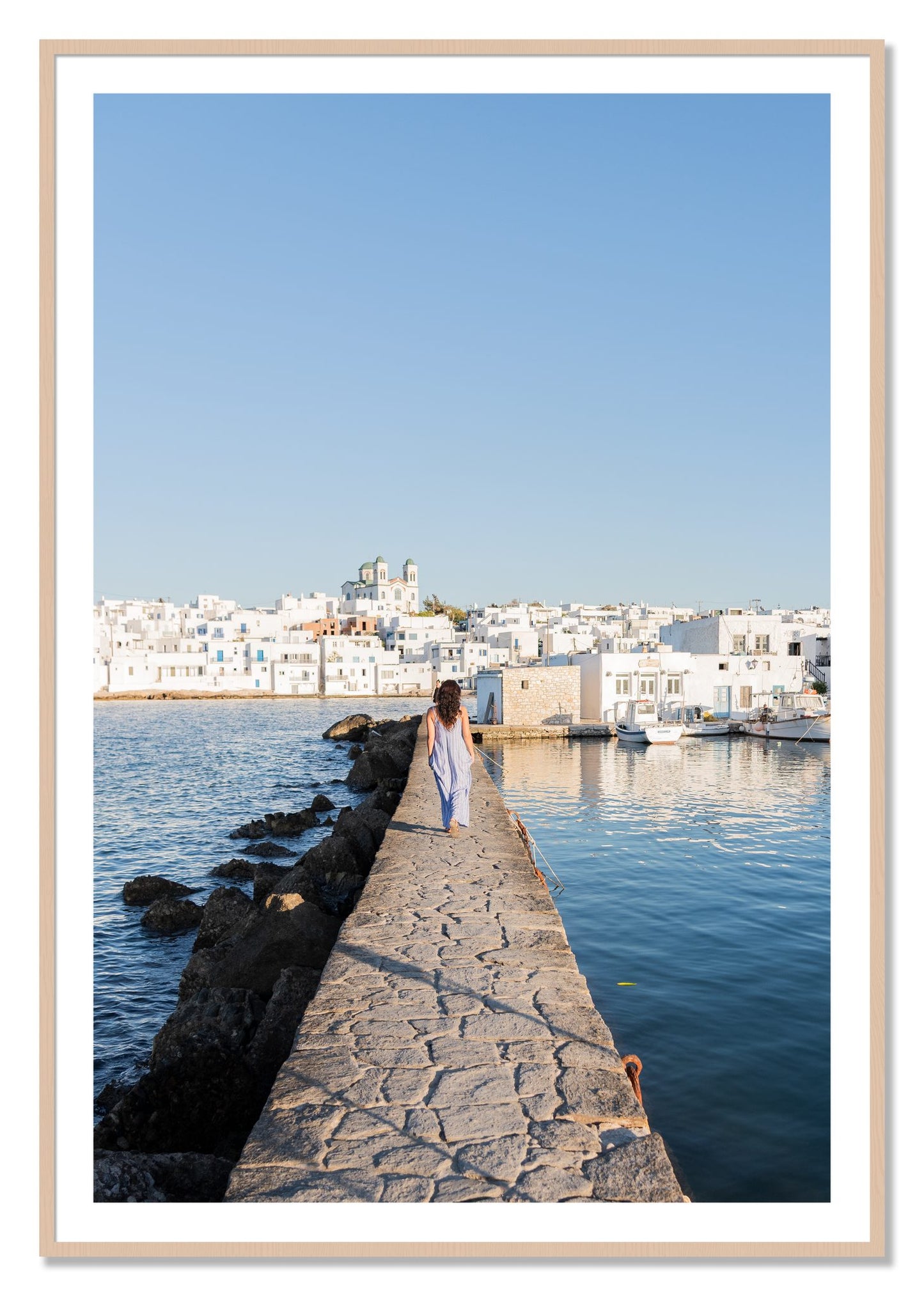 Framed photograph of Path To Paros by Dylan Ozanich, Maple frame, Borders