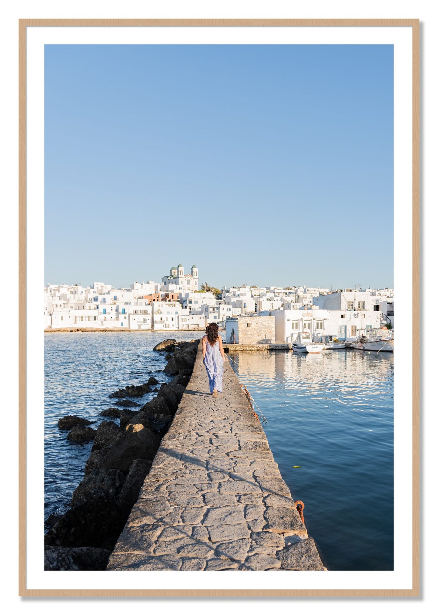 Framed photograph of Path To Paros by Dylan Ozanich, Oak frame, Borders
