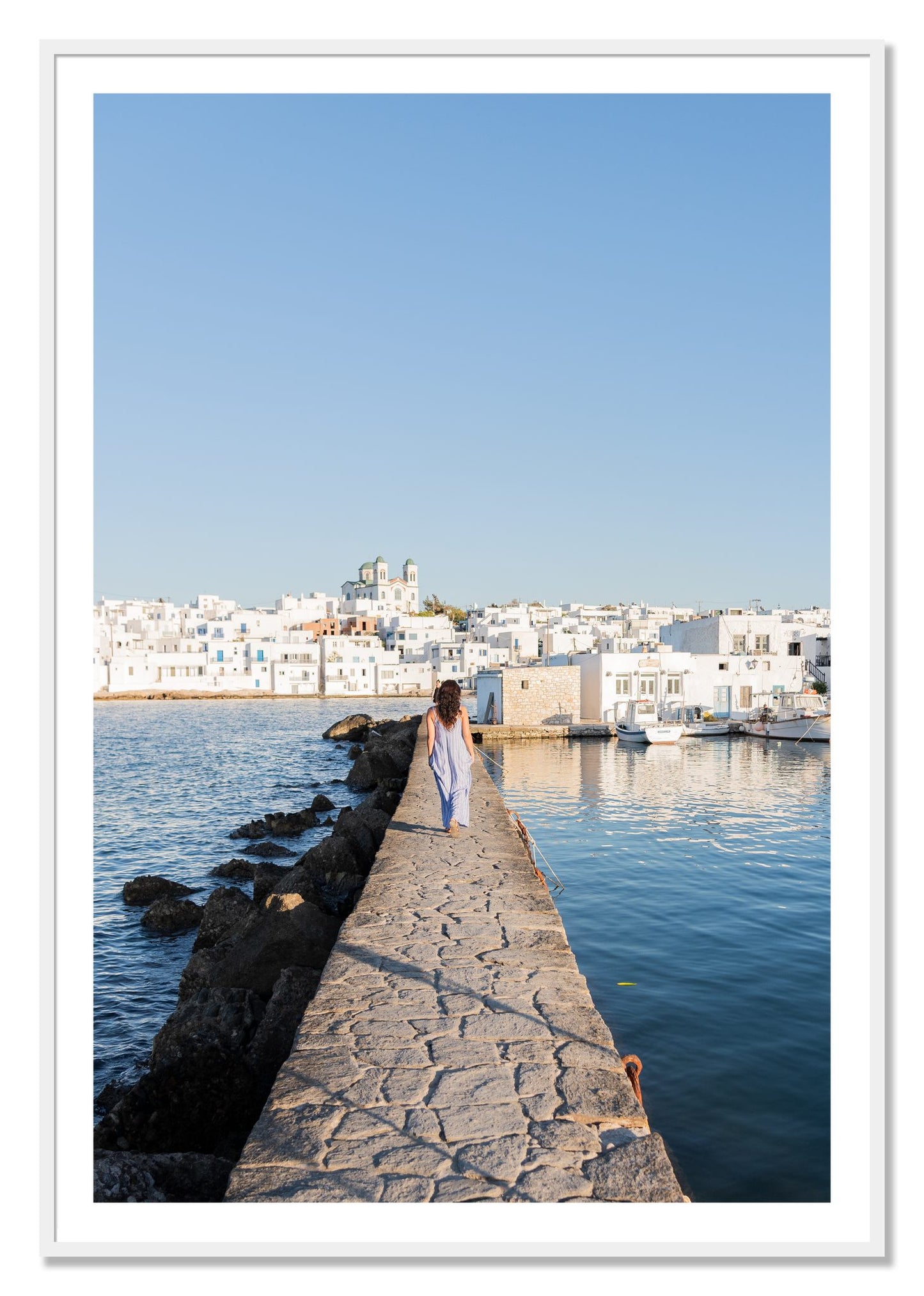 Framed photograph of Path To Paros by Dylan Ozanich, White frame, Borders