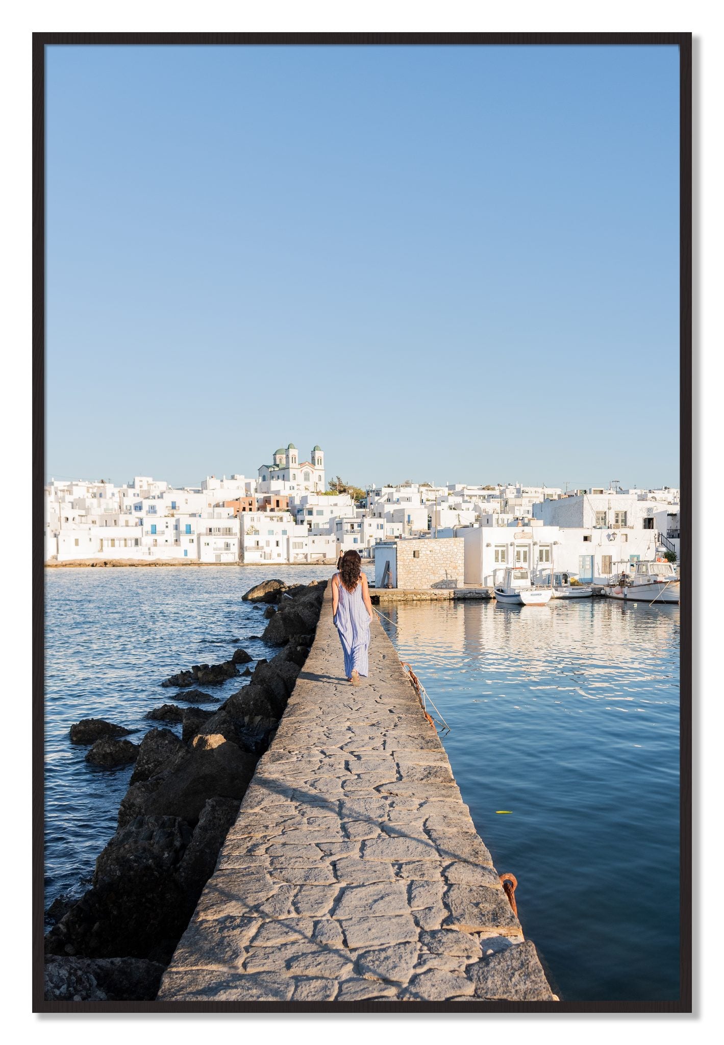 Framed photograph of Path To Paros by Dylan Ozanich, Black Walnut frame, Full Bleed