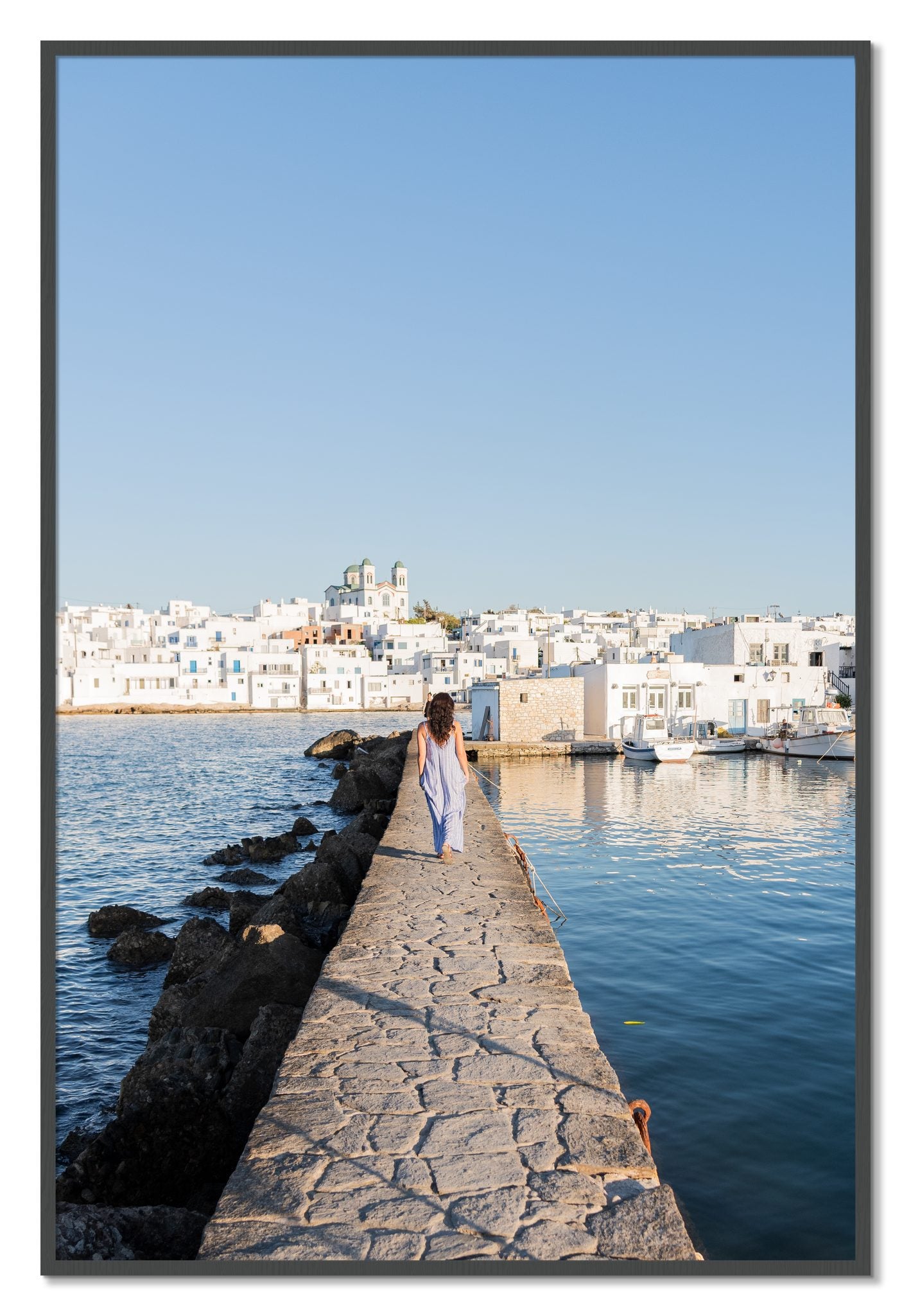 Framed photograph of Path To Paros by Dylan Ozanich, Grey frame, Full Bleed