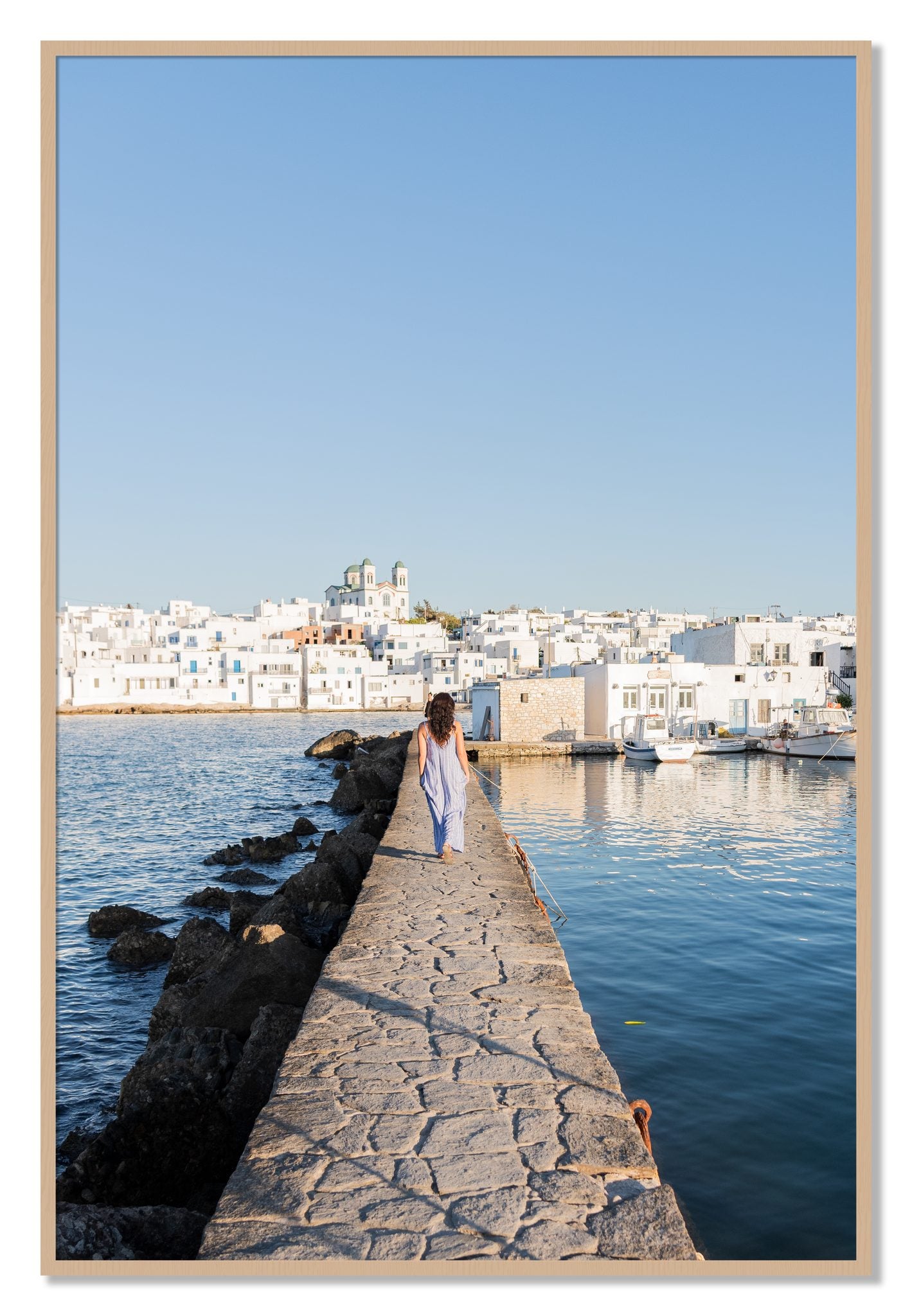 Framed photograph of Path To Paros by Dylan Ozanich, Oak frame, Full Bleed