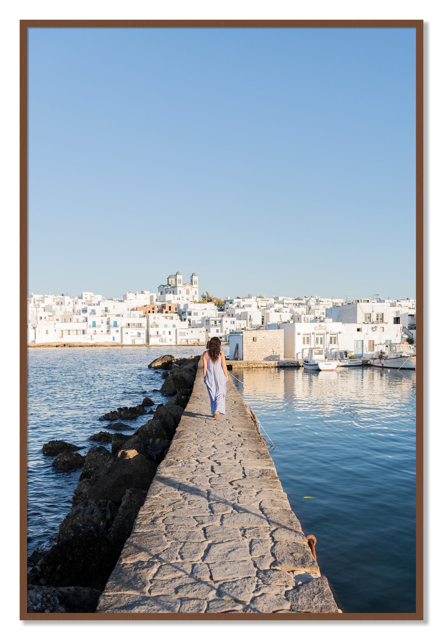 Framed photograph of Path To Paros by Dylan Ozanich, Walnut frame, Full Bleed