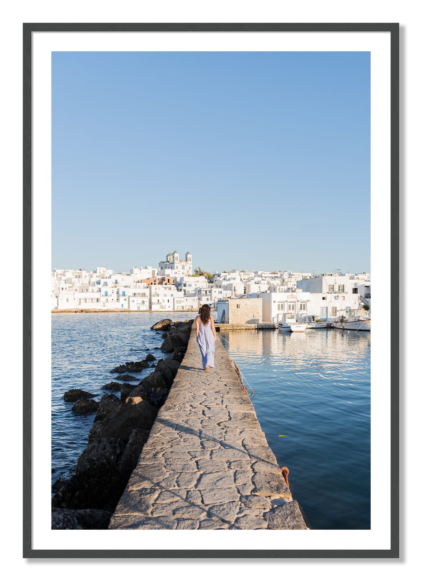 Framed photograph of Path To Paros by Dylan Ozanich, Grey frame, Borders