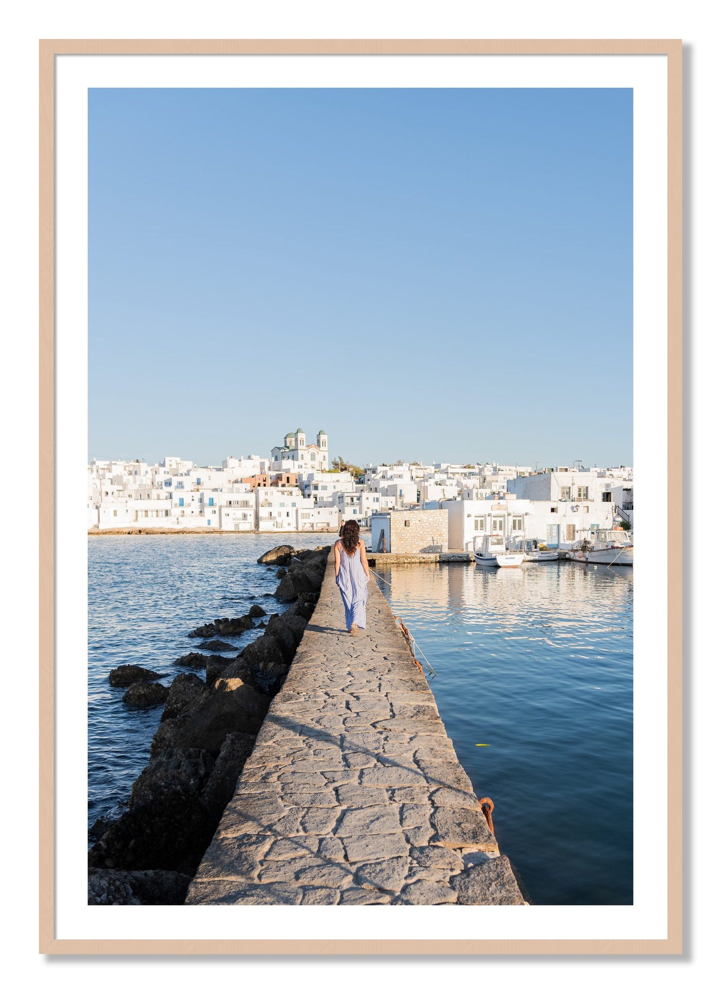 Framed photograph of Path To Paros by Dylan Ozanich, Maple frame, Borders