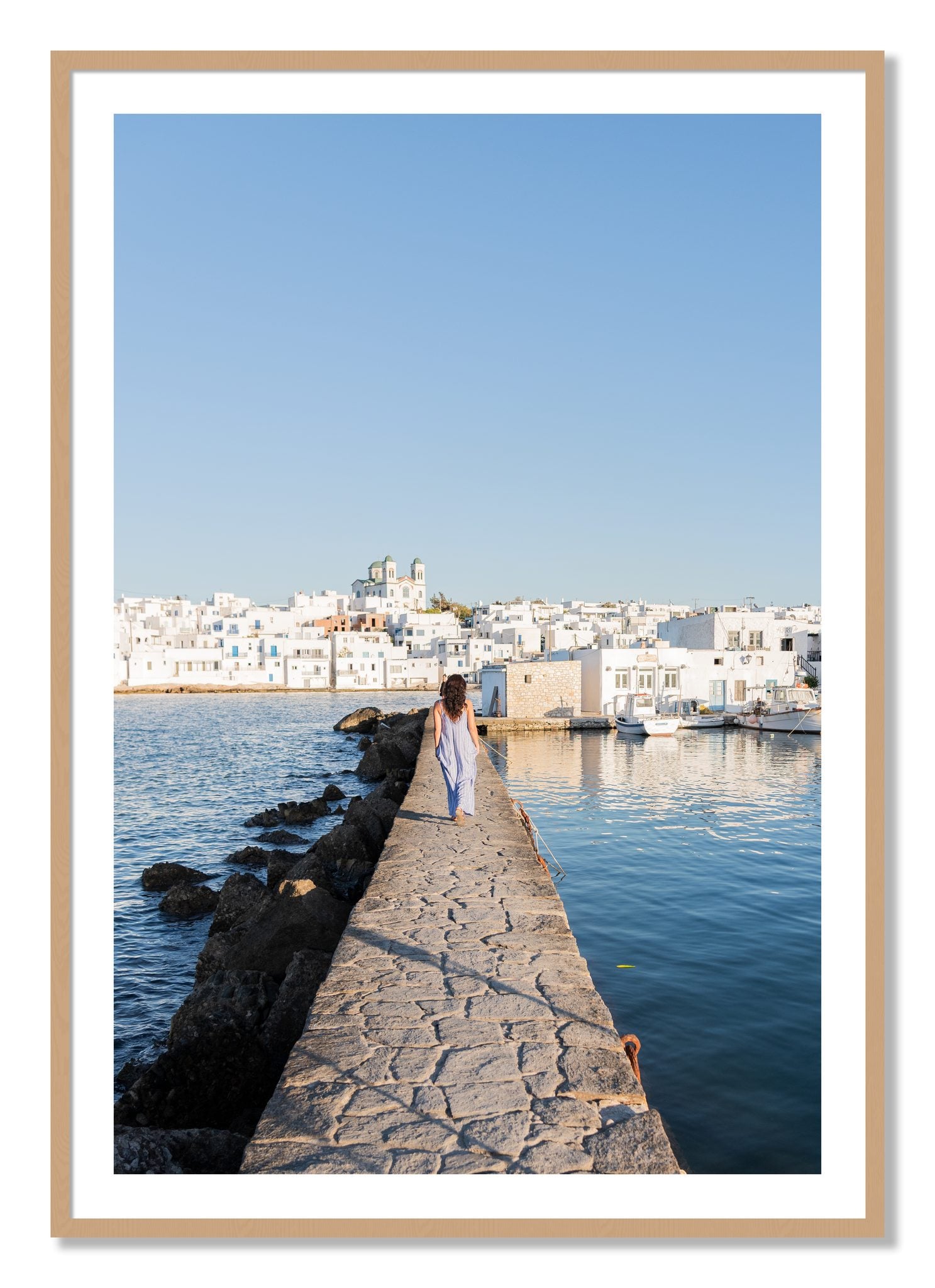 Framed photograph of Path To Paros by Dylan Ozanich, Oak frame, Borders