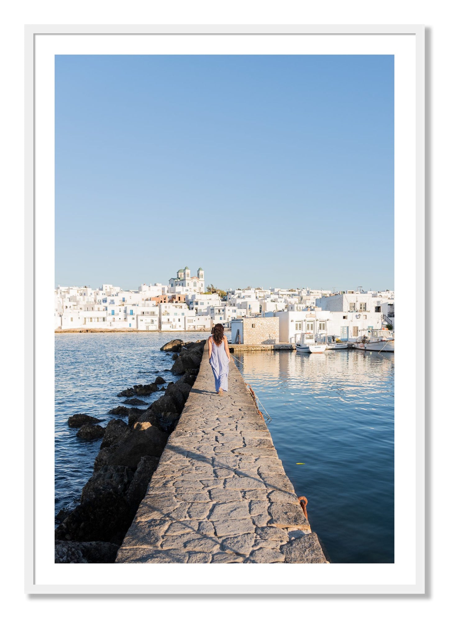 Framed photograph of Path To Paros by Dylan Ozanich, White frame, Borders