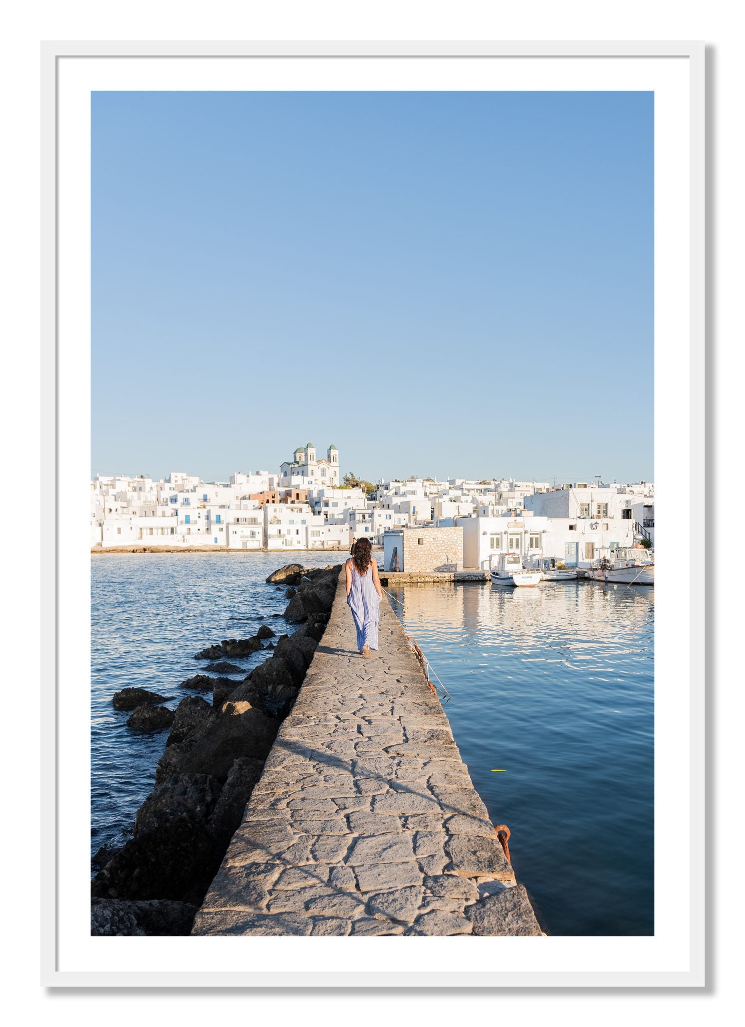 Framed photograph of Path To Paros by Dylan Ozanich, White frame, Borders