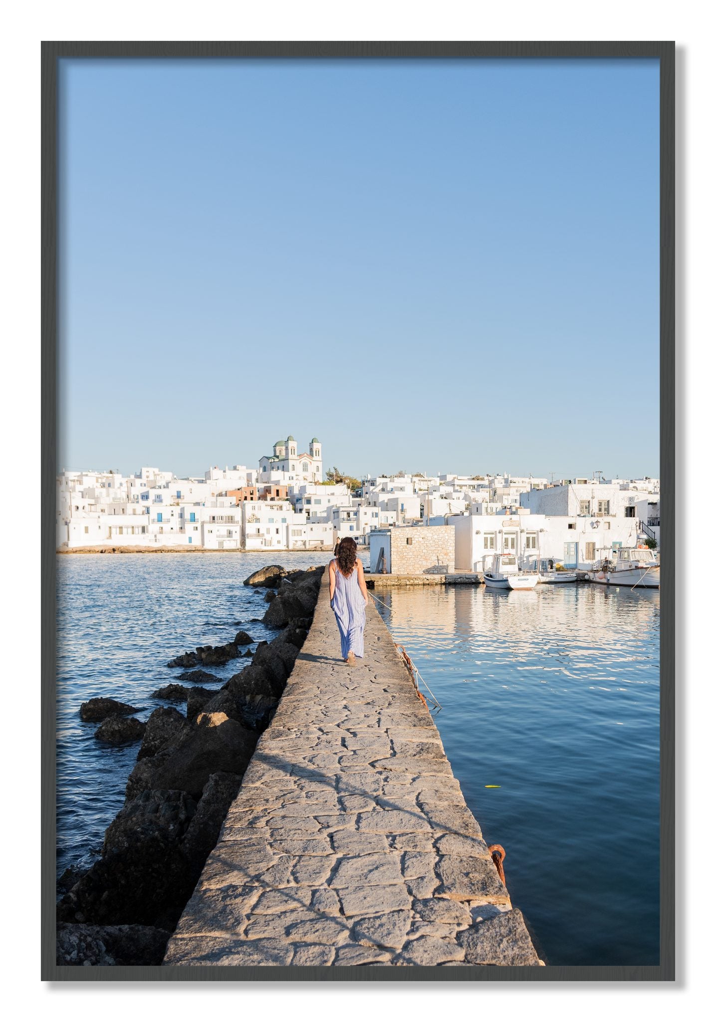 Framed photograph of Path To Paros by Dylan Ozanich, Grey frame, Full Bleed