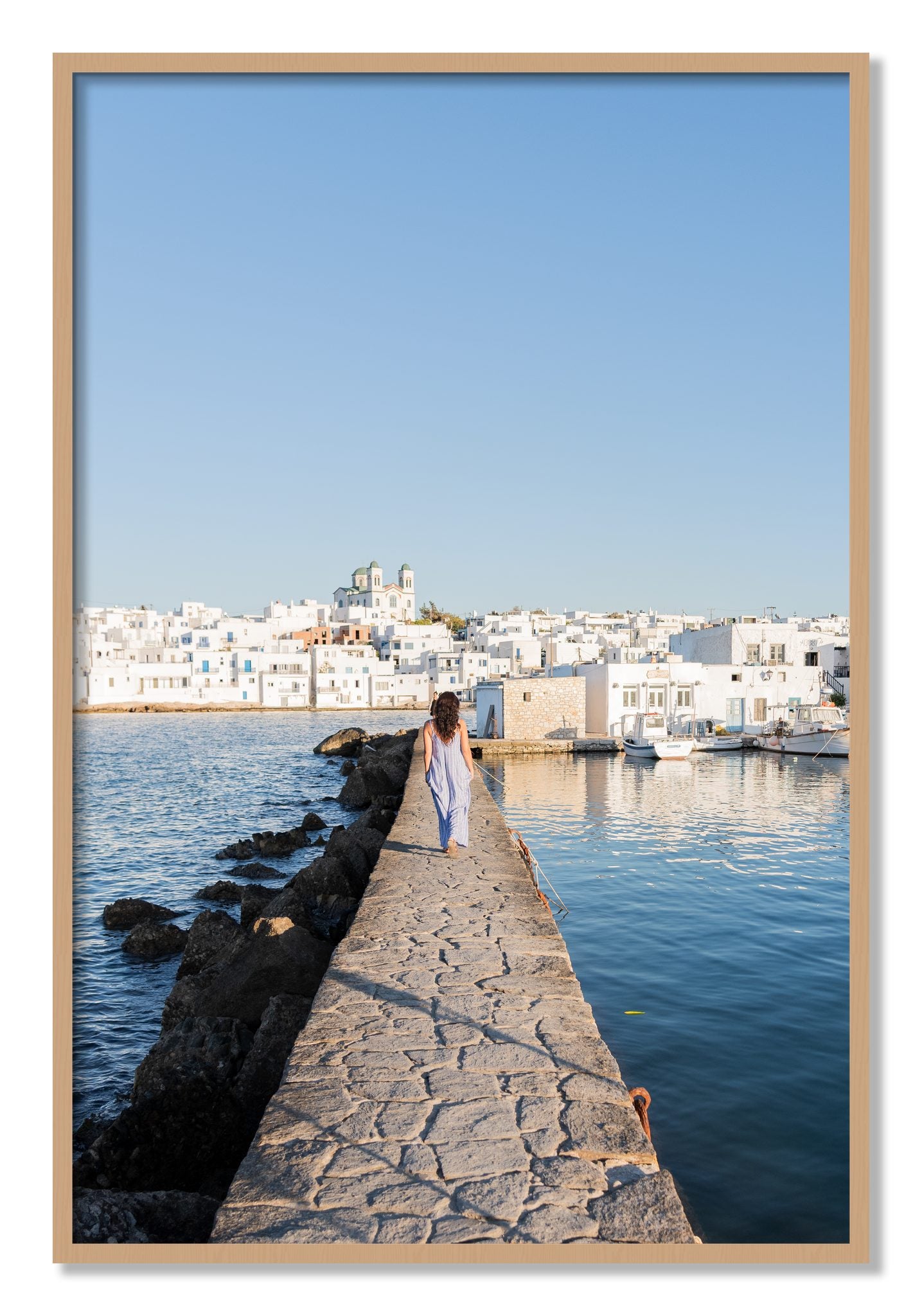 Framed photograph of Path To Paros by Dylan Ozanich, Oak frame, Full Bleed