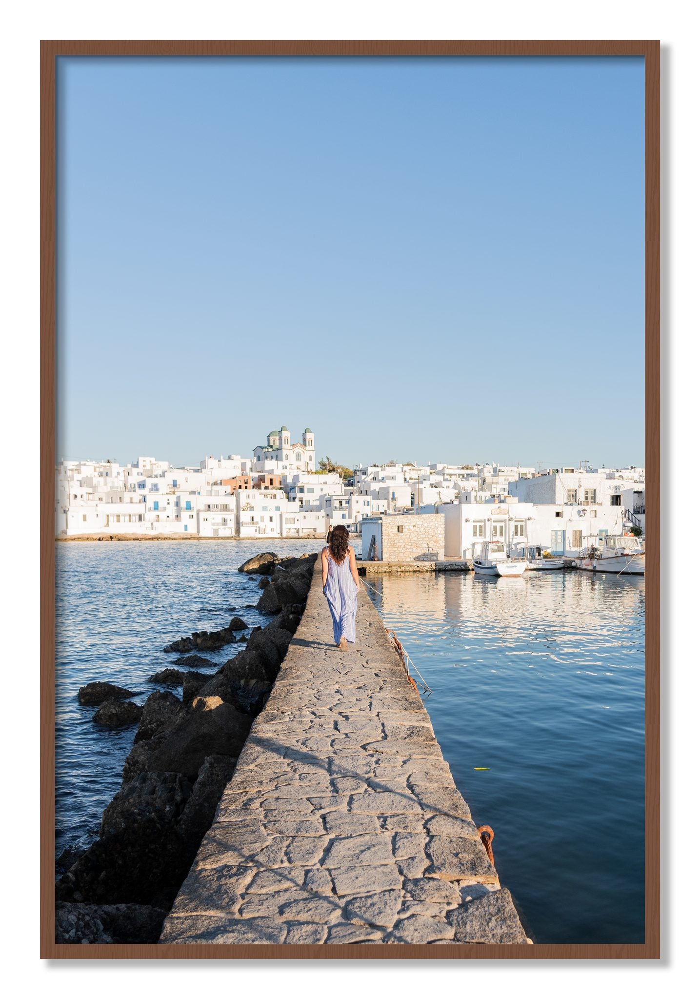 Framed photograph of Path To Paros by Dylan Ozanich, Walnut frame, Full Bleed