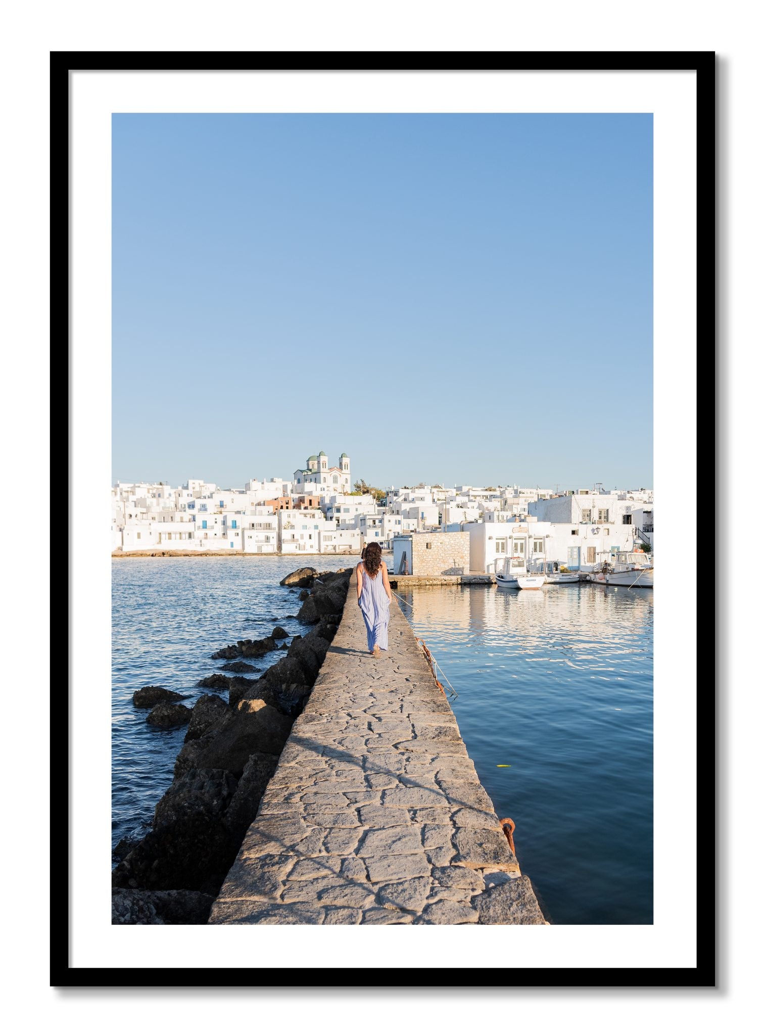 Framed photograph of Path To Paros by Dylan Ozanich, Black frame, Borders
