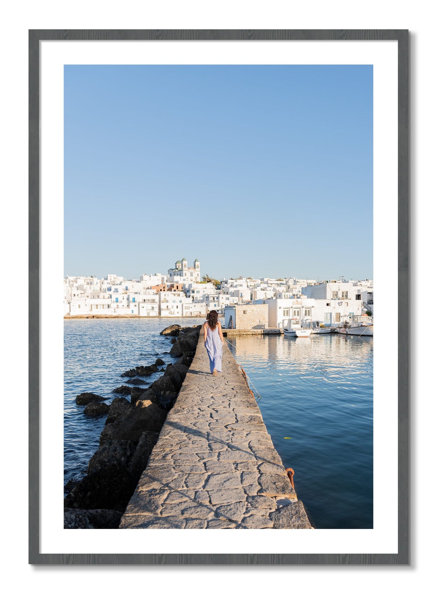 Framed photograph of Path To Paros by Dylan Ozanich, Grey frame, Borders