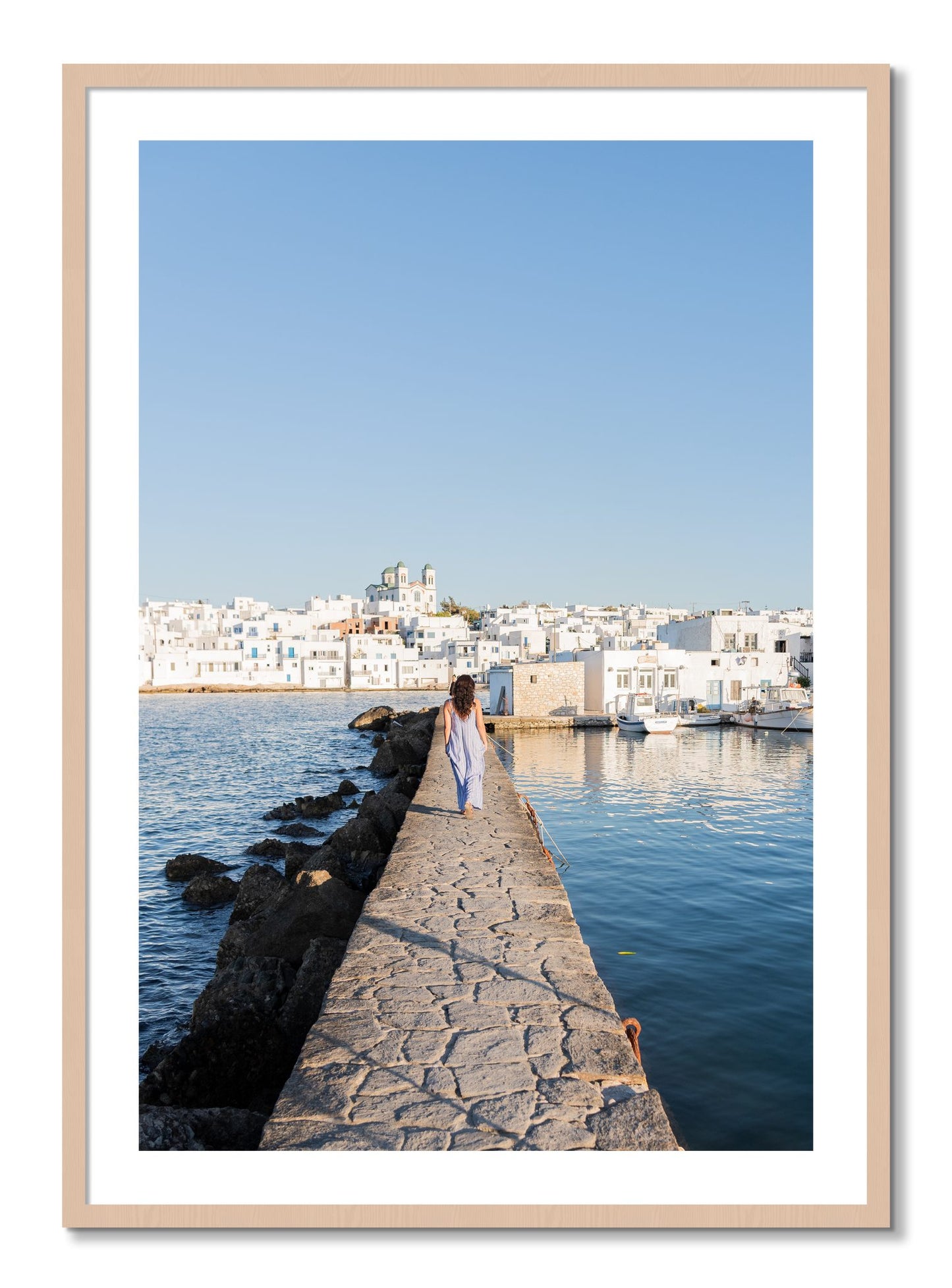 Framed photograph of Path To Paros by Dylan Ozanich, Maple frame, Borders