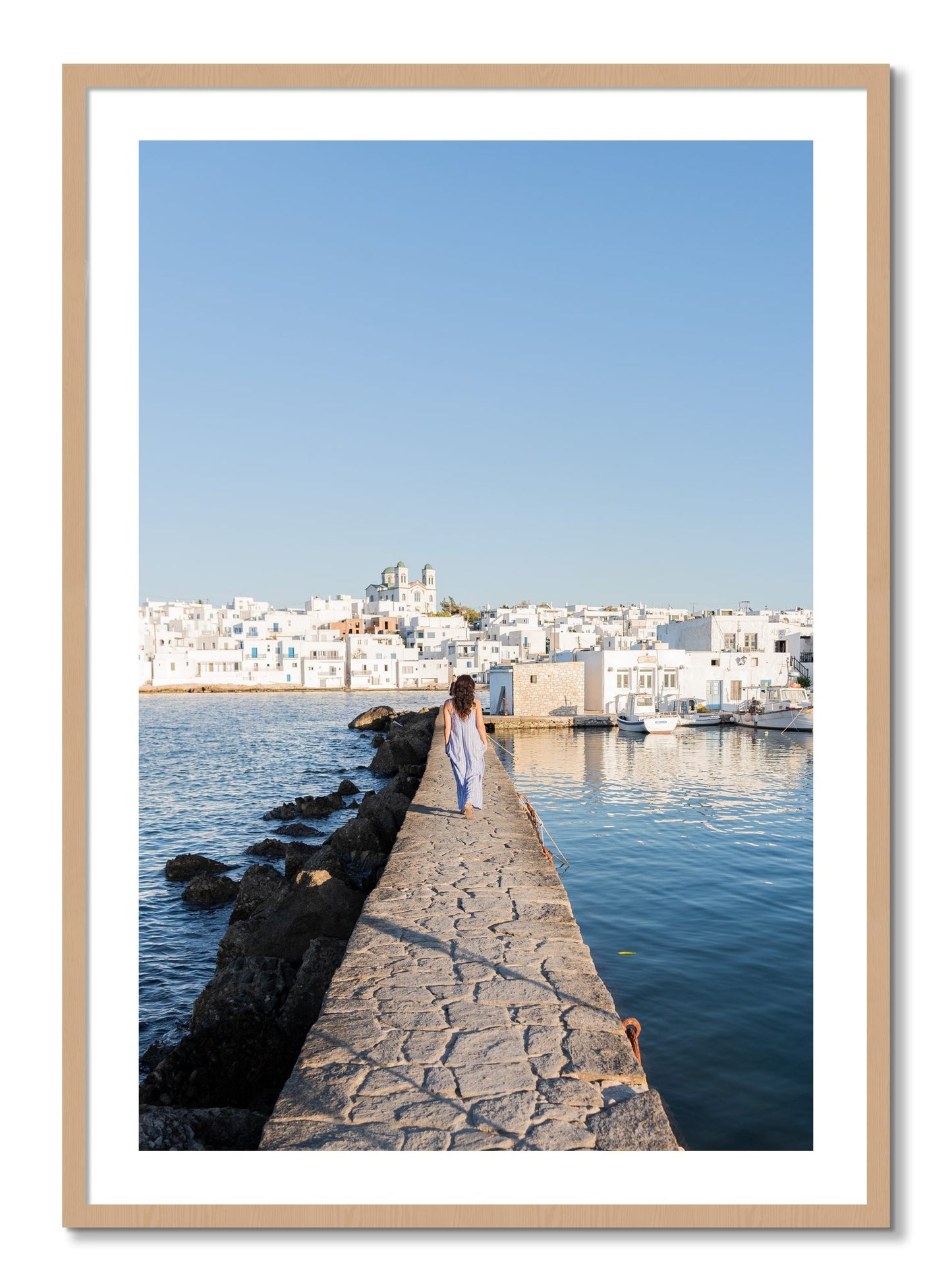 Framed photograph of Path To Paros by Dylan Ozanich, Oak frame, Borders
