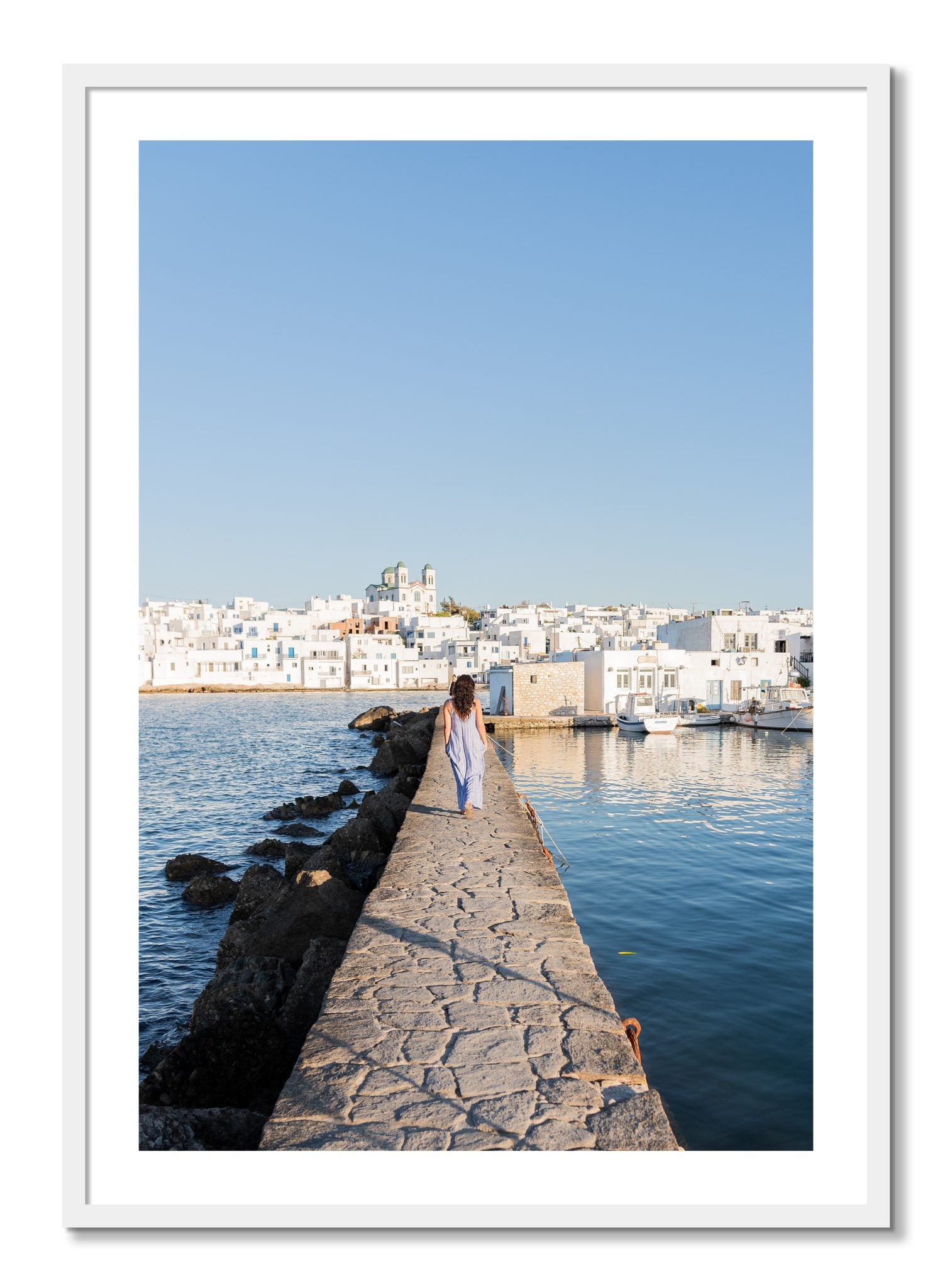 Framed photograph of Path To Paros by Dylan Ozanich, White frame, Borders