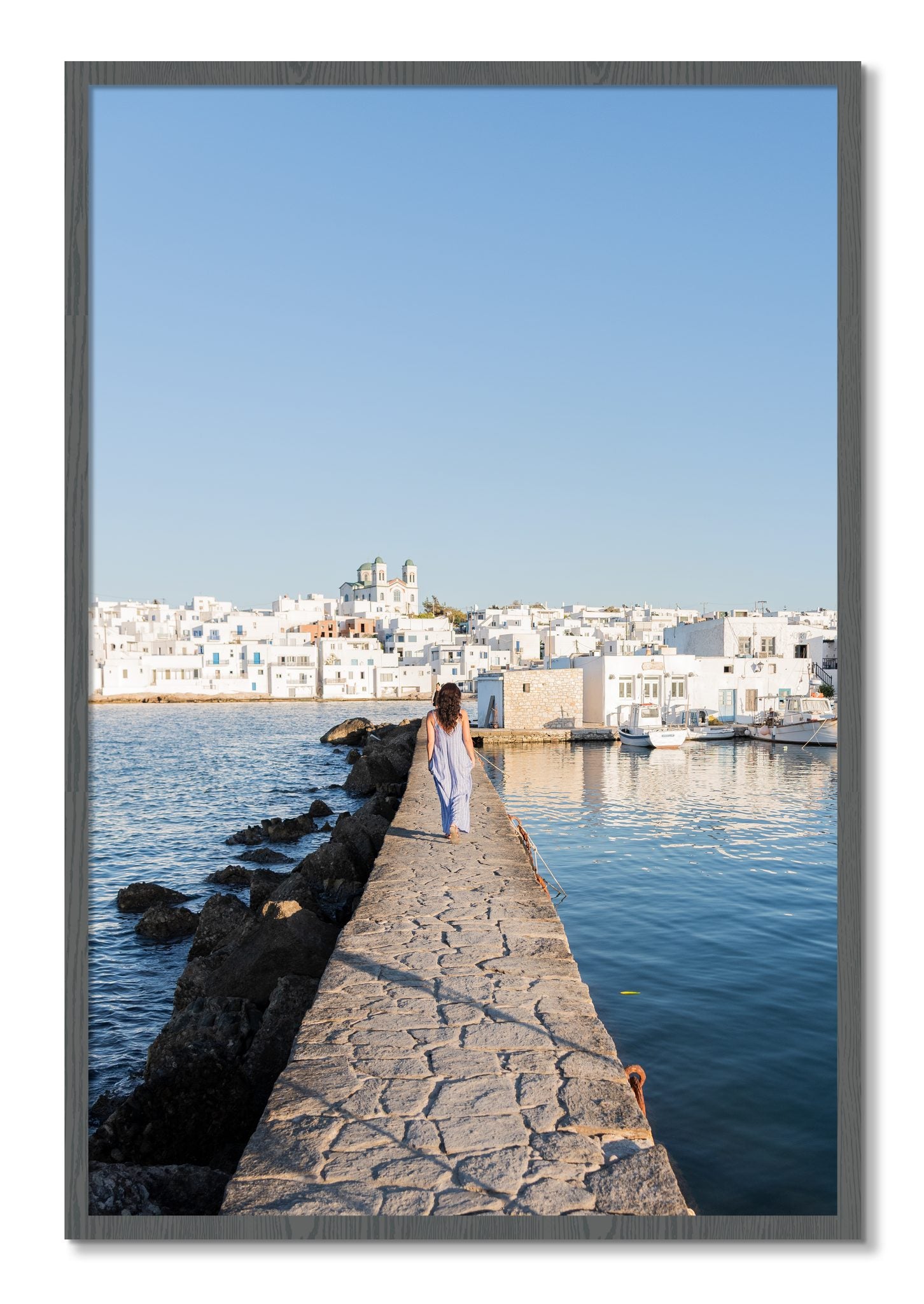 Framed photograph of Path To Paros by Dylan Ozanich, Grey frame, Full Bleed